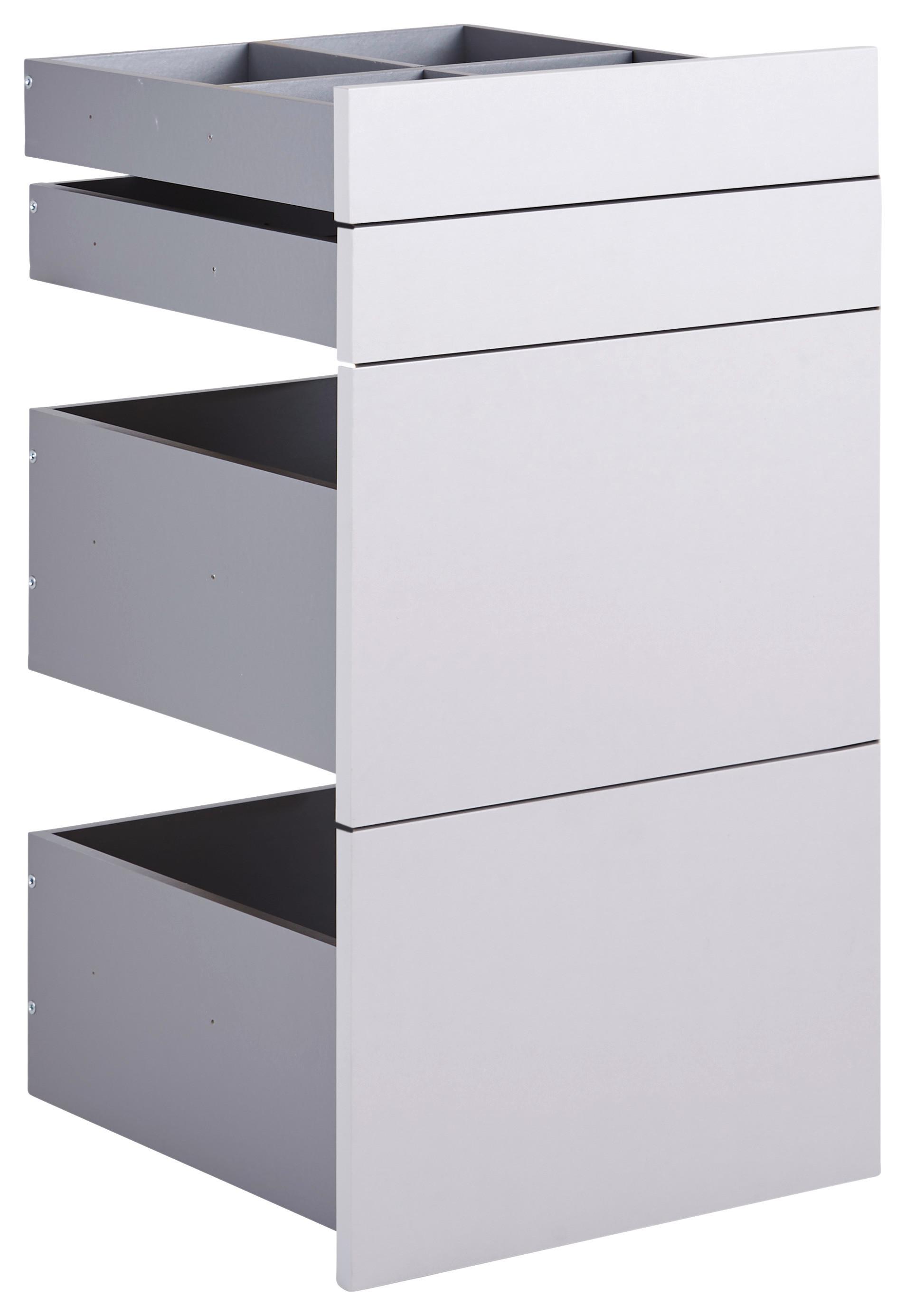 Schubladeneinsatz Unit Hellgrau B: 45,3 cm 4 Fächer - Hellgrau, MODERN, Holzwerkstoff (45,3/83/47cm) - Ondega