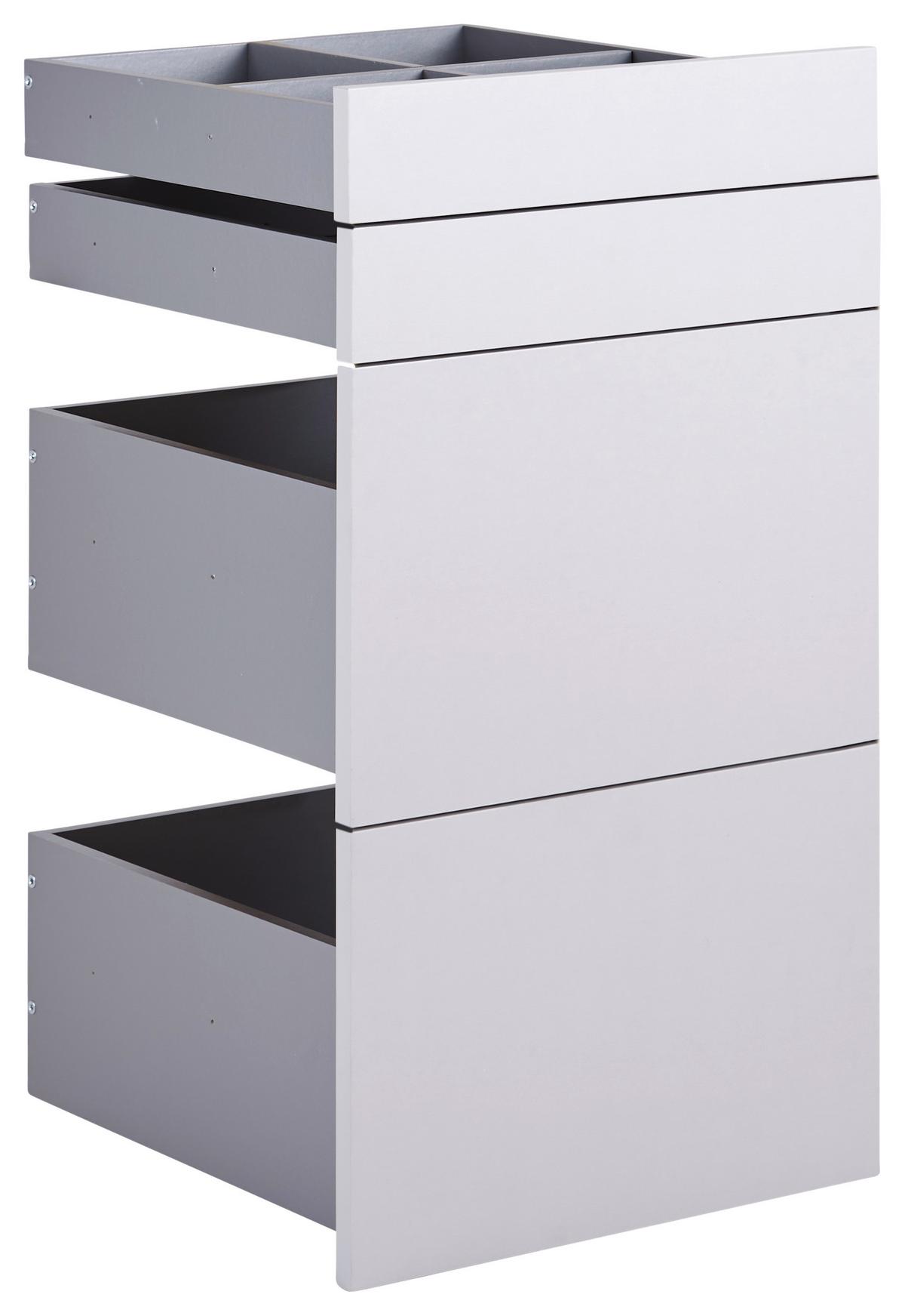Schubladeneinsatz Unit Hellgrau B: 45,3 Cm 4 Fächer - Hellgrau, MODERN, Holzwerkstoff (45,3/83/47cm) - Ondega