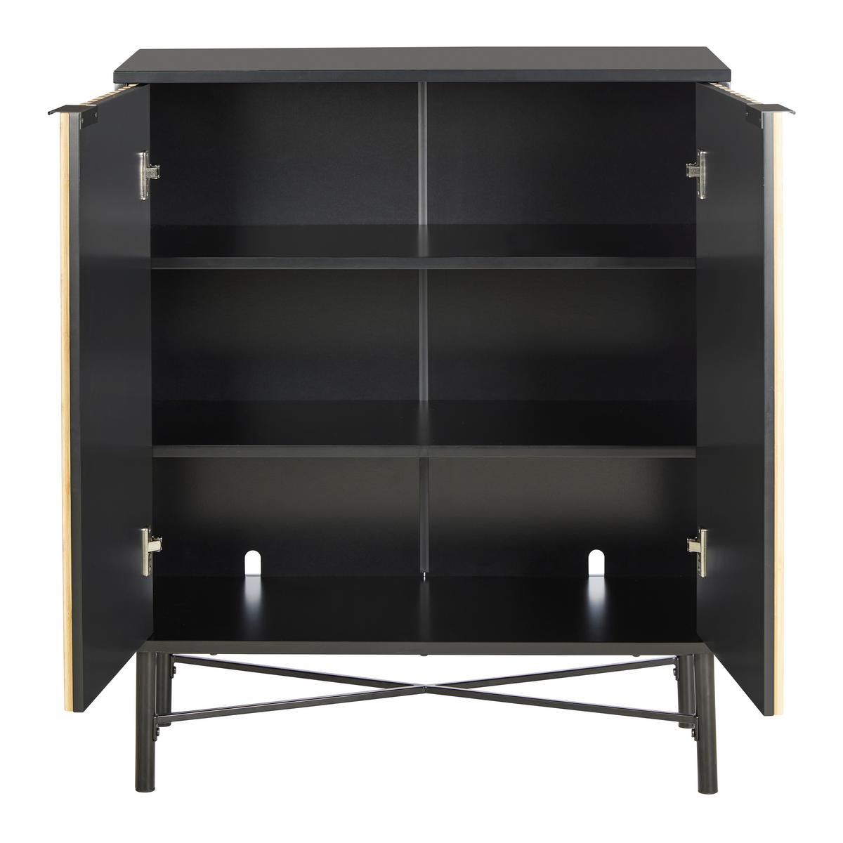 Komoda MADRID - čierna/prírodná farba, Modern, kov/drevo (76/90/35cm) - Mömax