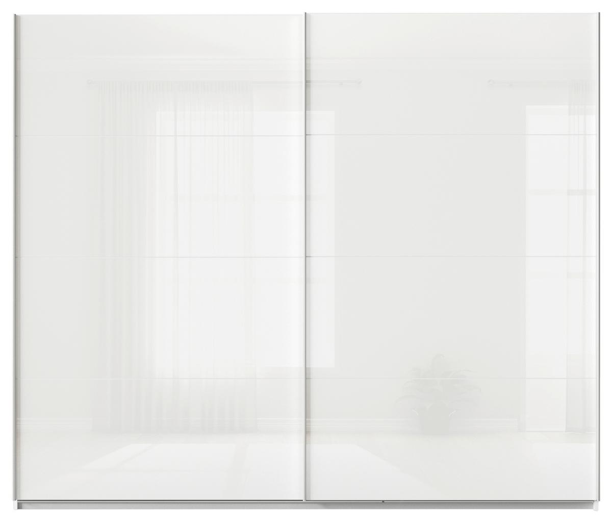 Tolóajtós Szekrény Feldkirch 271/229cm - magasfényű fehér/fehér, Modern, faalapú anyag/Üveg (271/229/62cm)