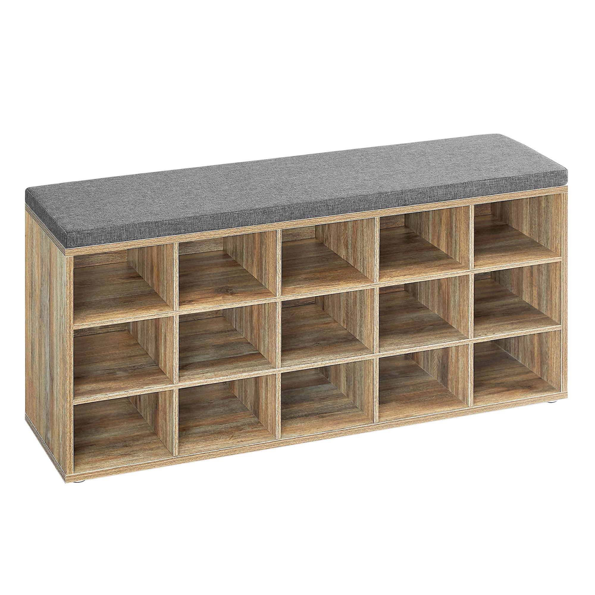 Schuhbank Shoe Bench - Braun/Grau, MODERN, Holzwerkstoff/Textil (105/48/30cm) - MID.YOU