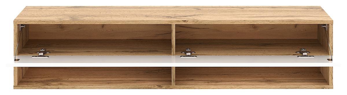 Lowboard Derby 140 - Weiß Hochglanz/Eiche Wotan, Design, Holzwerkstoff (140/31,5/32,5cm) - Livetastic