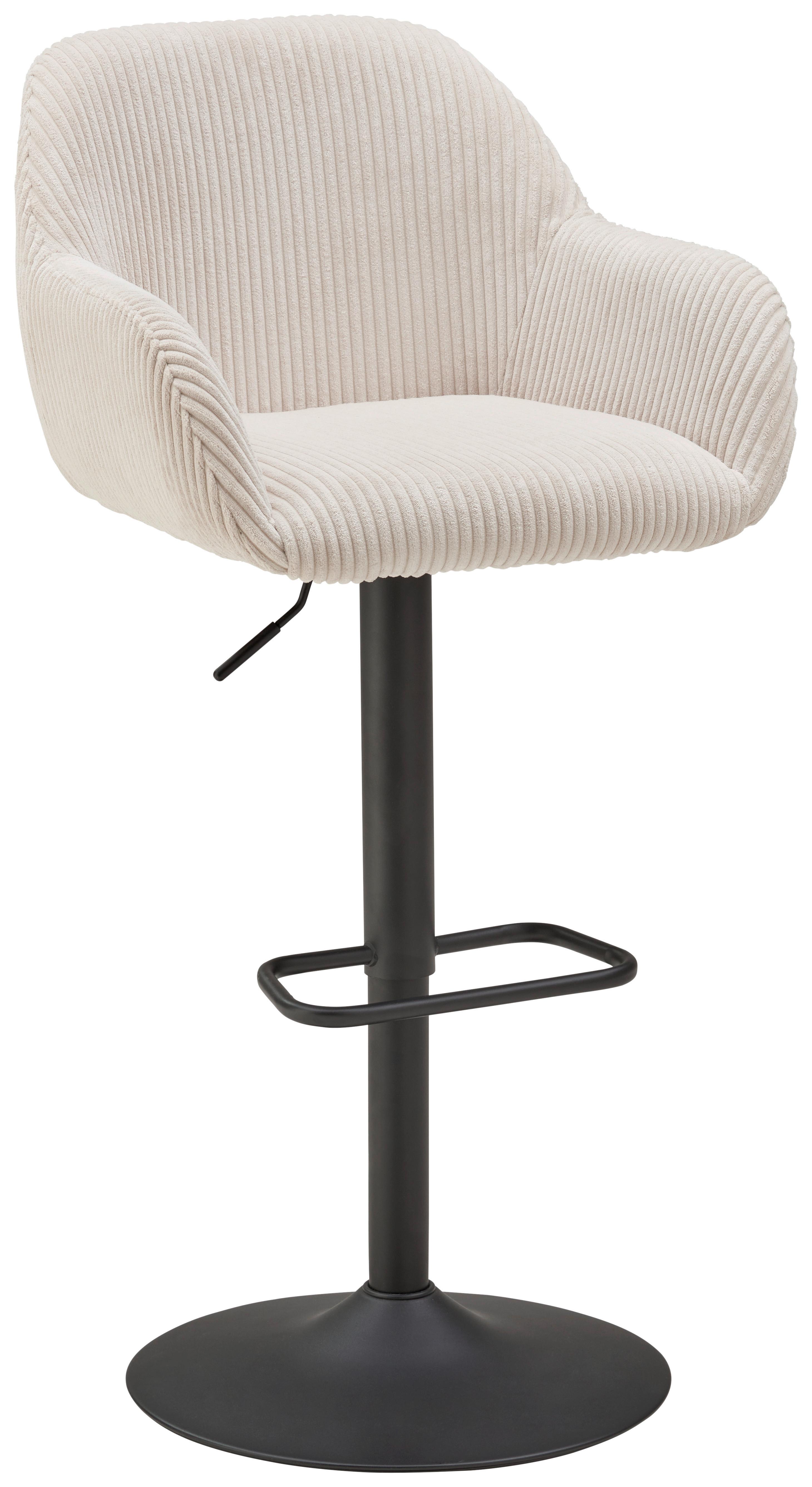 Barhocker Kiana - Beige/Schwarz, LIFESTYLE, Textil/Metall (44/95-117/55cm) - Livetastic