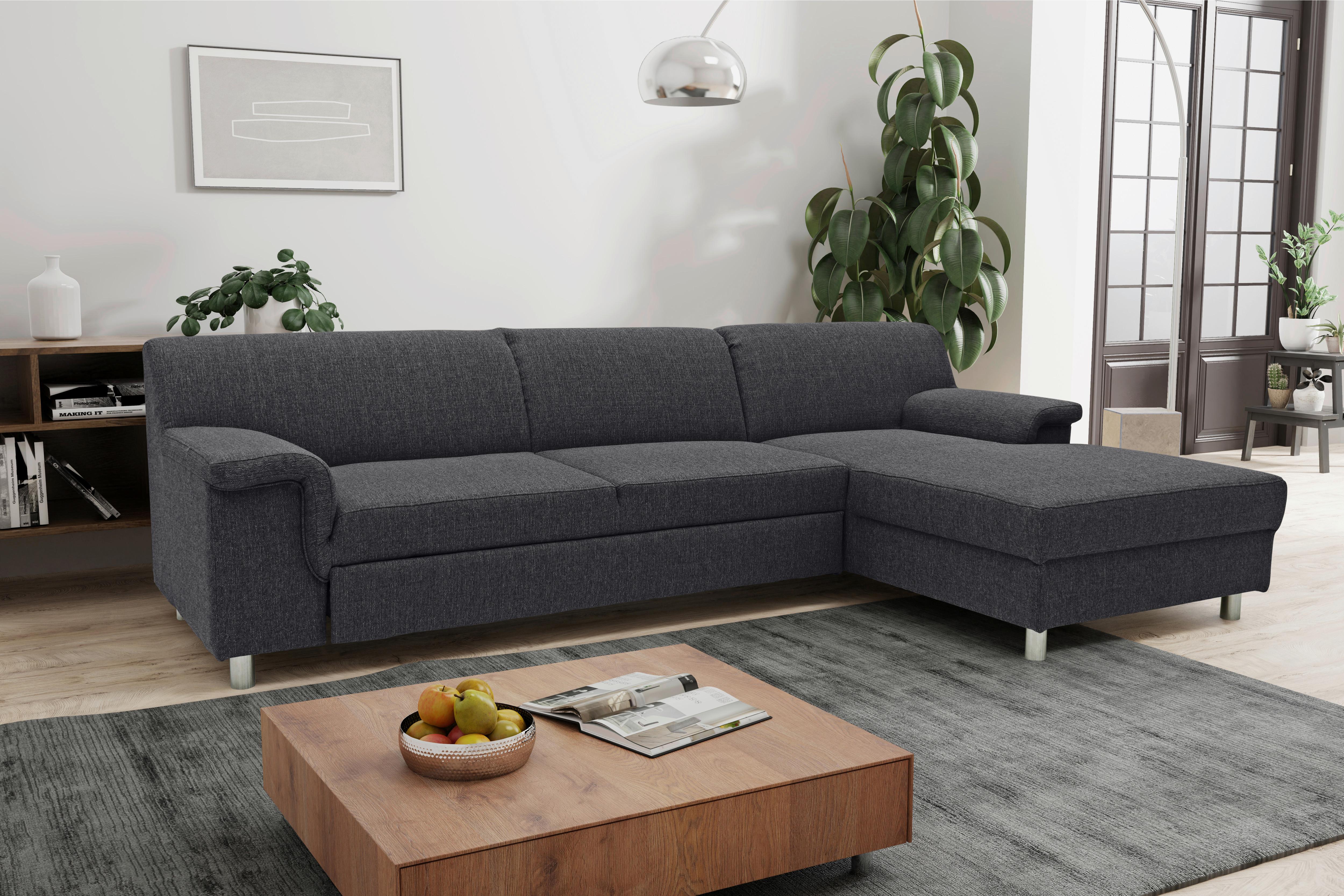 Ecksofa Jamie Rücken Echt Schlammfarben Webstoff - Chromfarben/Schlammfarben, KONVENTIONELL, Textil (251/150cm) - MID.YOU