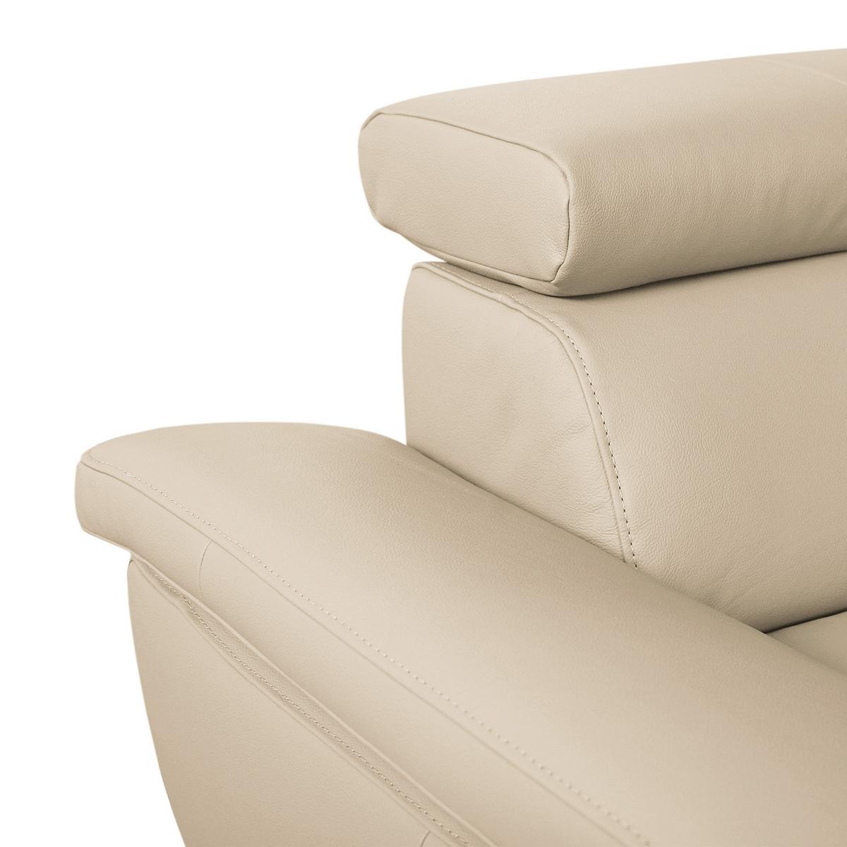 Ecksofa Lugano Teilleder Beige 248x208 - Chromfarben/Beige, Design, Leder/Textil (248/208cm) - Livetastic