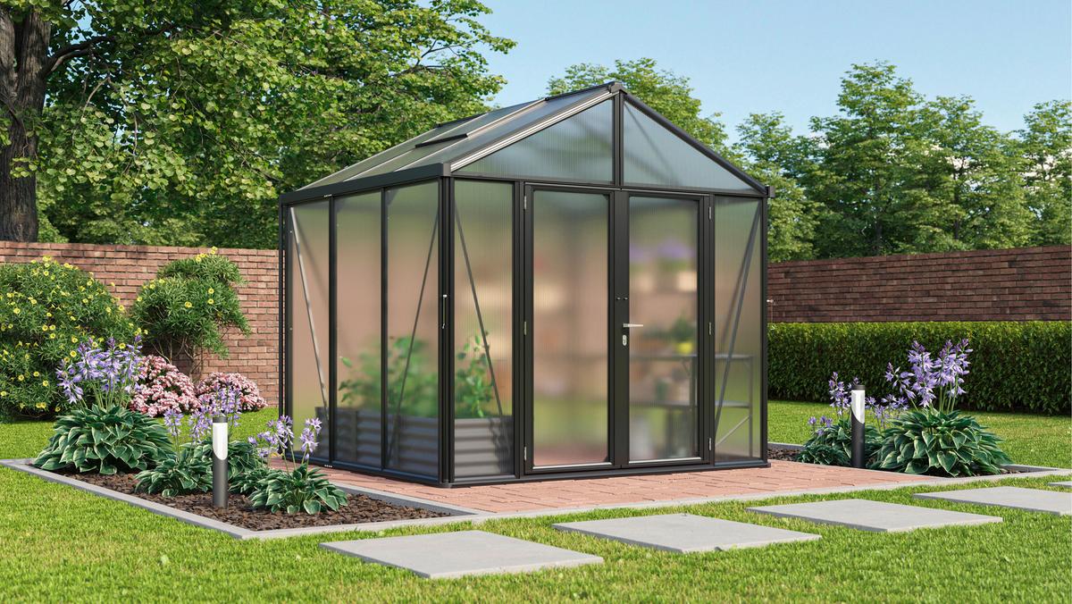 Gewächshausbausatz Zeus Comfort 6200 16mm Hkp - Schwarz, Basics, Kunststoff/Metall (258,4/250,4/242cm)