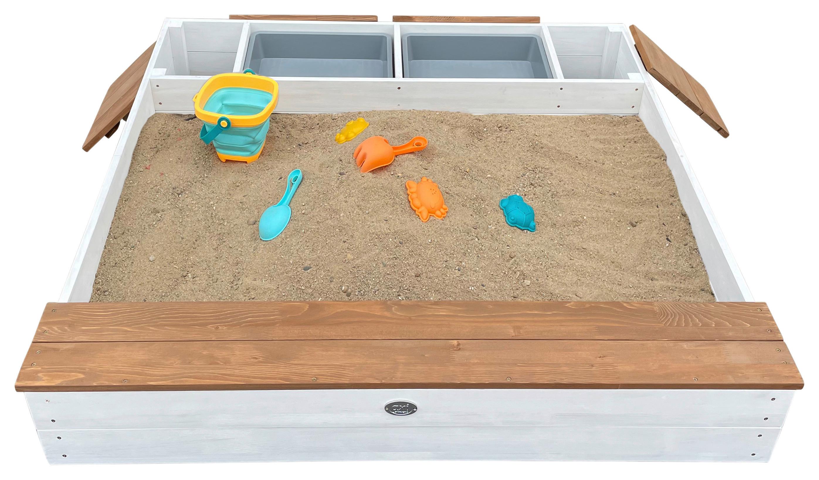 Sandkasten A031.016.01 - Braun/Weiß, KONVENTIONELL, Holz (117/18,7/119cm) - Ambia Garden