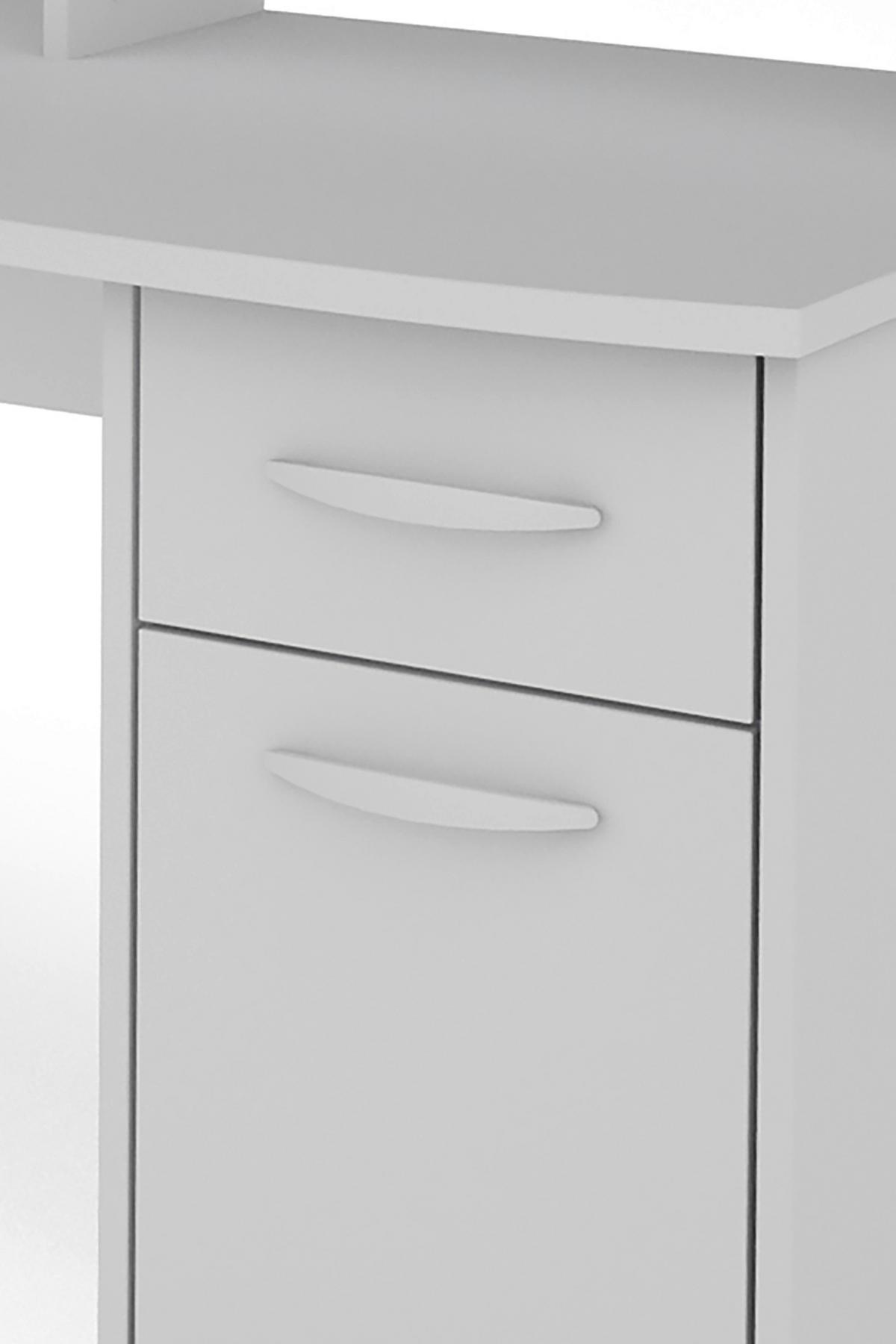 Schreibtisch Mit Stauraum B 180 H 77 Cm Fantastic, Weiß - Weiß, MODERN, Holzwerkstoff (180/65/93cm) - MID.YOU