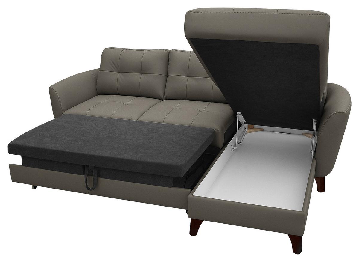 Ecksofa Nordic Schlammfarben S: 238x168 cm - Schlammfarben/Buchefarben, Design, Leder/Textil (238/168cm) - Livetastic