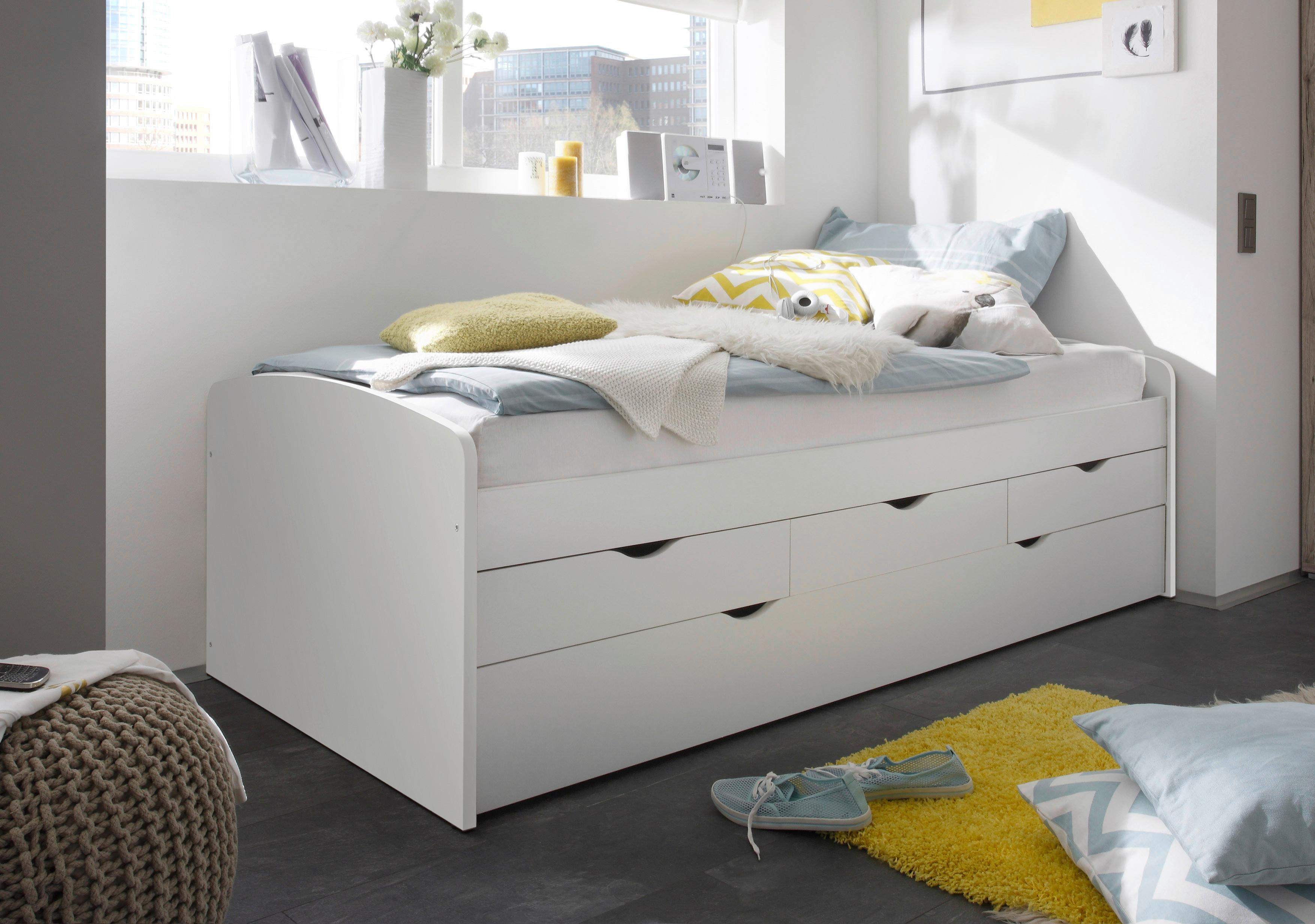 Výsuvná posteľ Nessi 90x200cm, biela - biela, Basics, kompozitné drevo (90/200cm) - MID.YOU