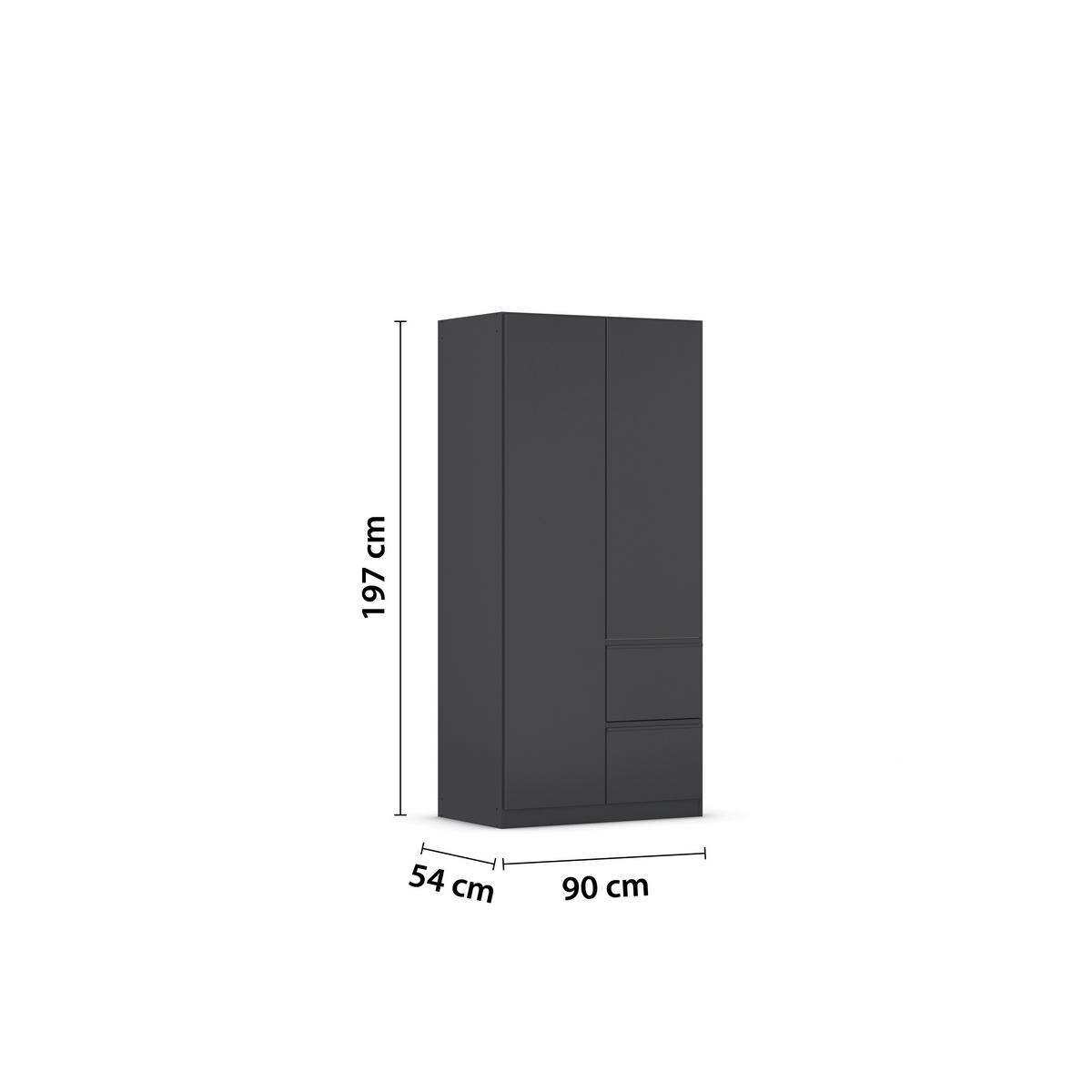 Drehtürenschrank Costa Grau B: 91 cm - Grau, MODERN, Holzwerkstoff (91/197/54cm) - Rauch Möbel