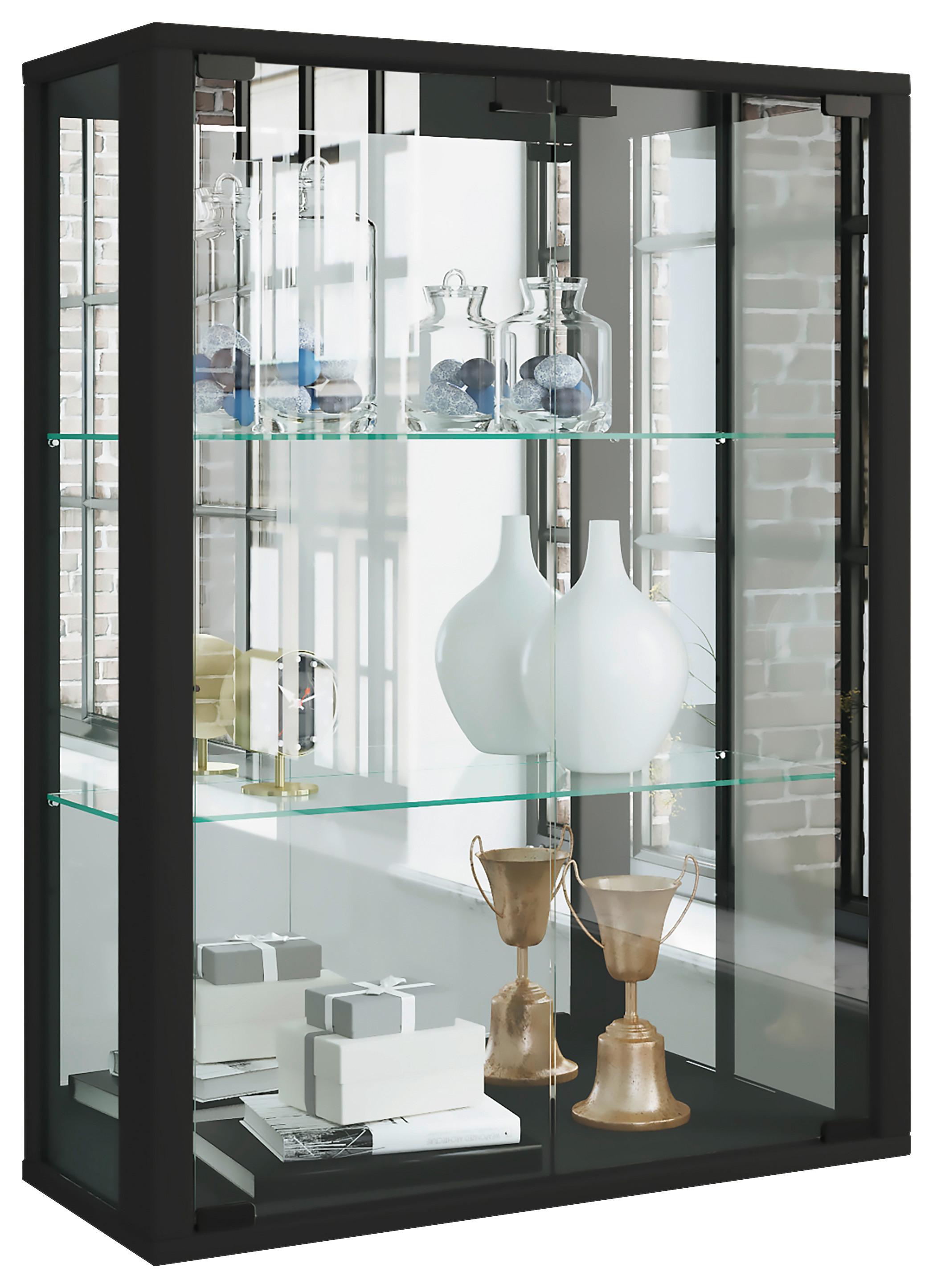 Hängevitrine Udina Schwarz B: 60 cm - Schwarz, MODERN, Glas/Holz (60/80/25cm) - MID.YOU