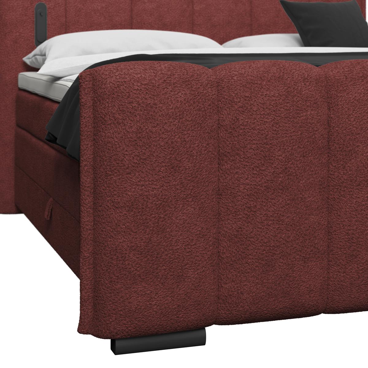 Boxspringbett Elysia inkl. Bettkasten 200x200 - Bordeaux/Schwarz, Trend, Holz/Holzwerkstoff (200/200cm) - Luca Bessoni