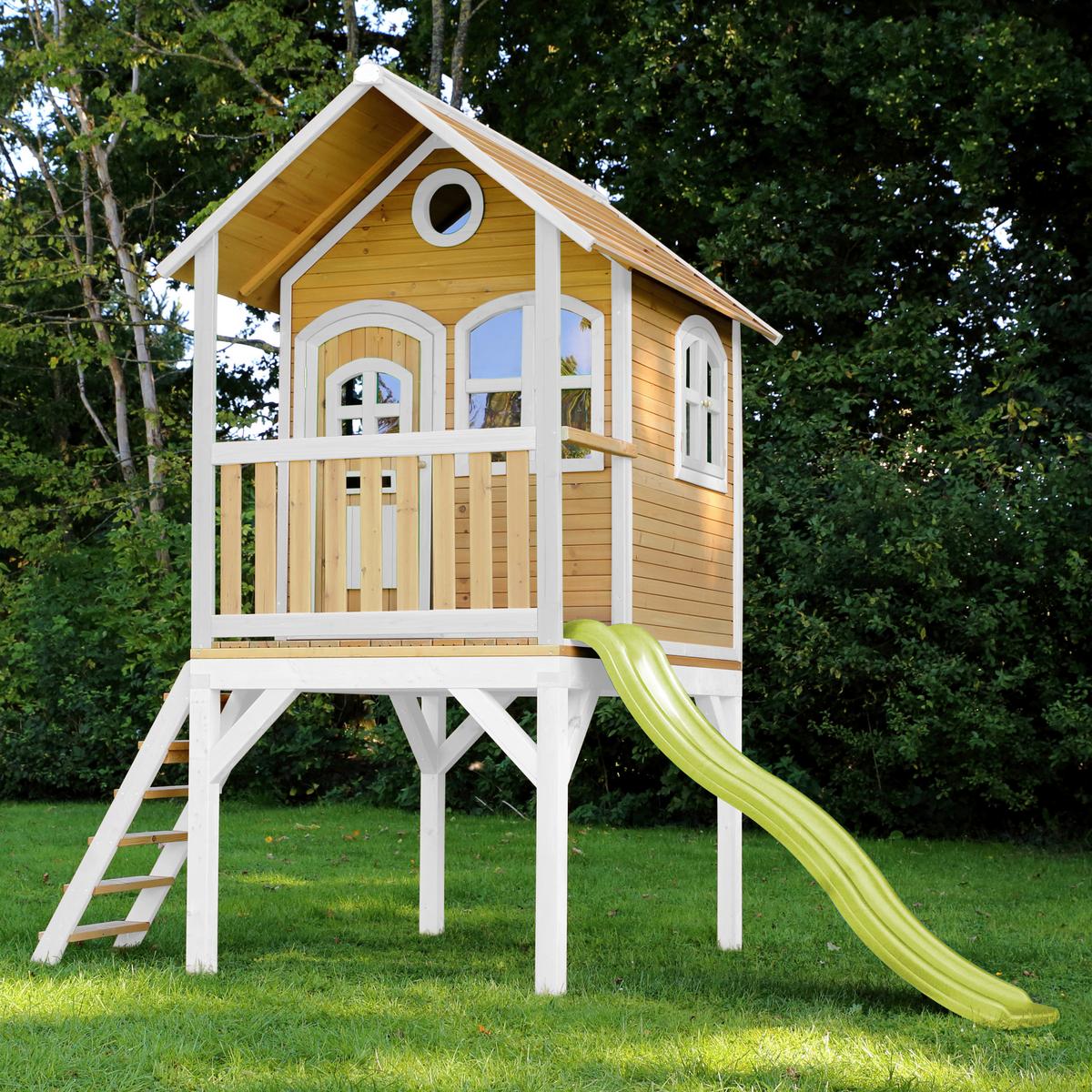 Spielhaus A030.037.11 - Hellgrün/Braun, KONVENTIONELL, Holz (318/272/191cm) - Ambia Garden