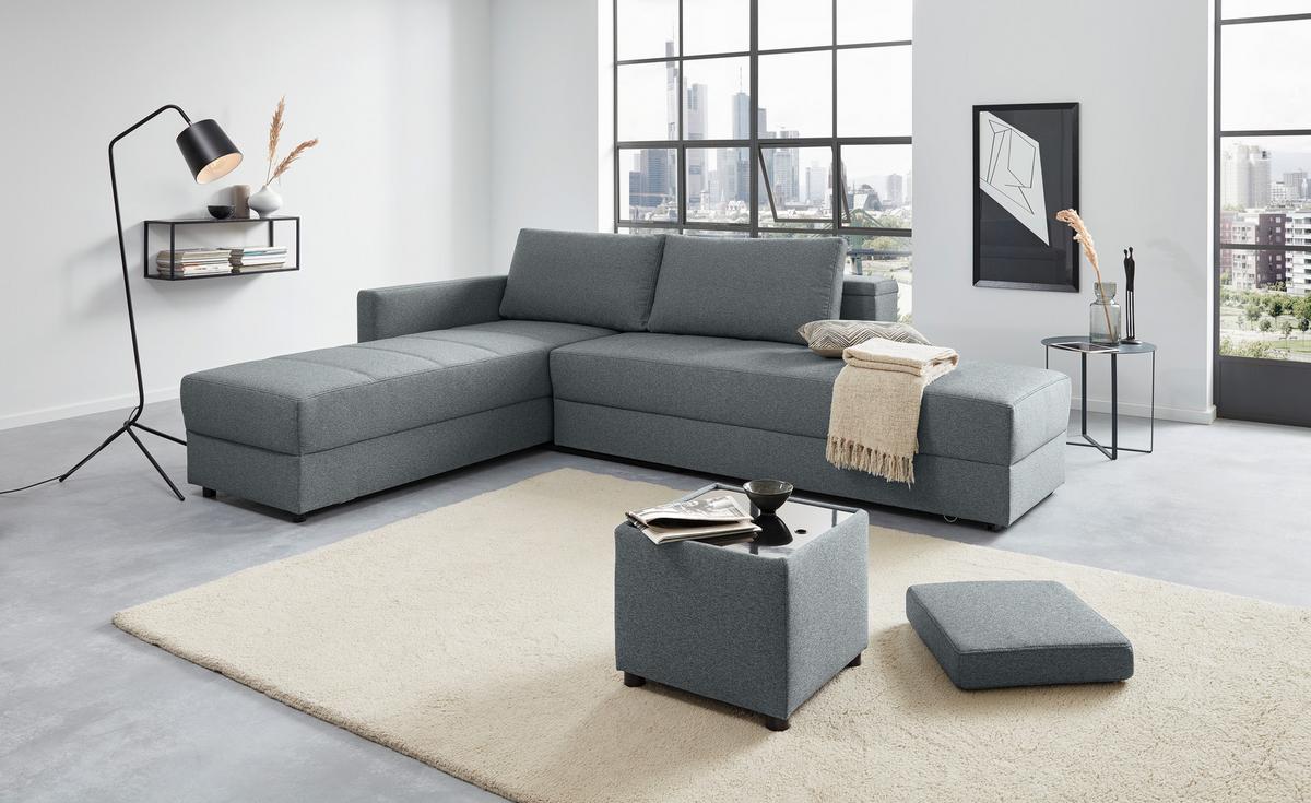 Ecksofa Looks IIi - Dunkelgrau/Schwarz, Design, Textil (287/229cm) - LOOKS by W.Joop