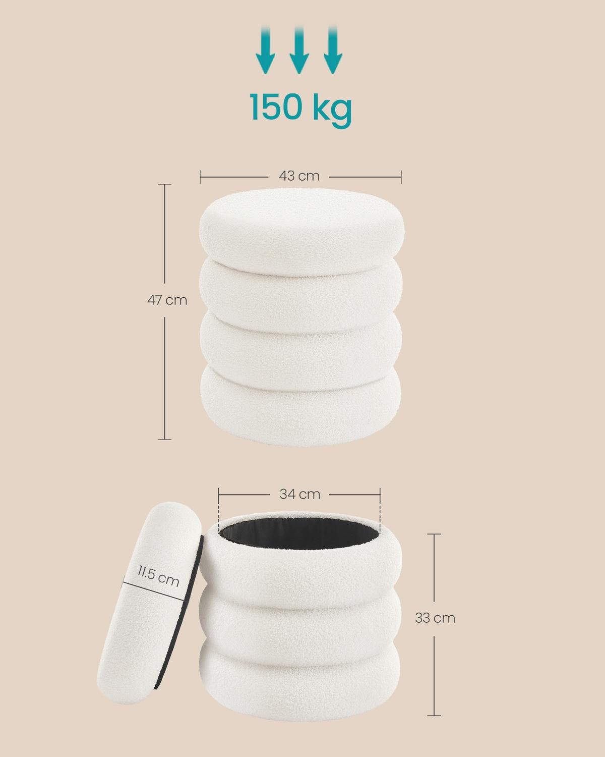 Hocker in Weiß BxHxT: ca. 43x43x47 cm - Weiß, Basics (43/43/47cm)