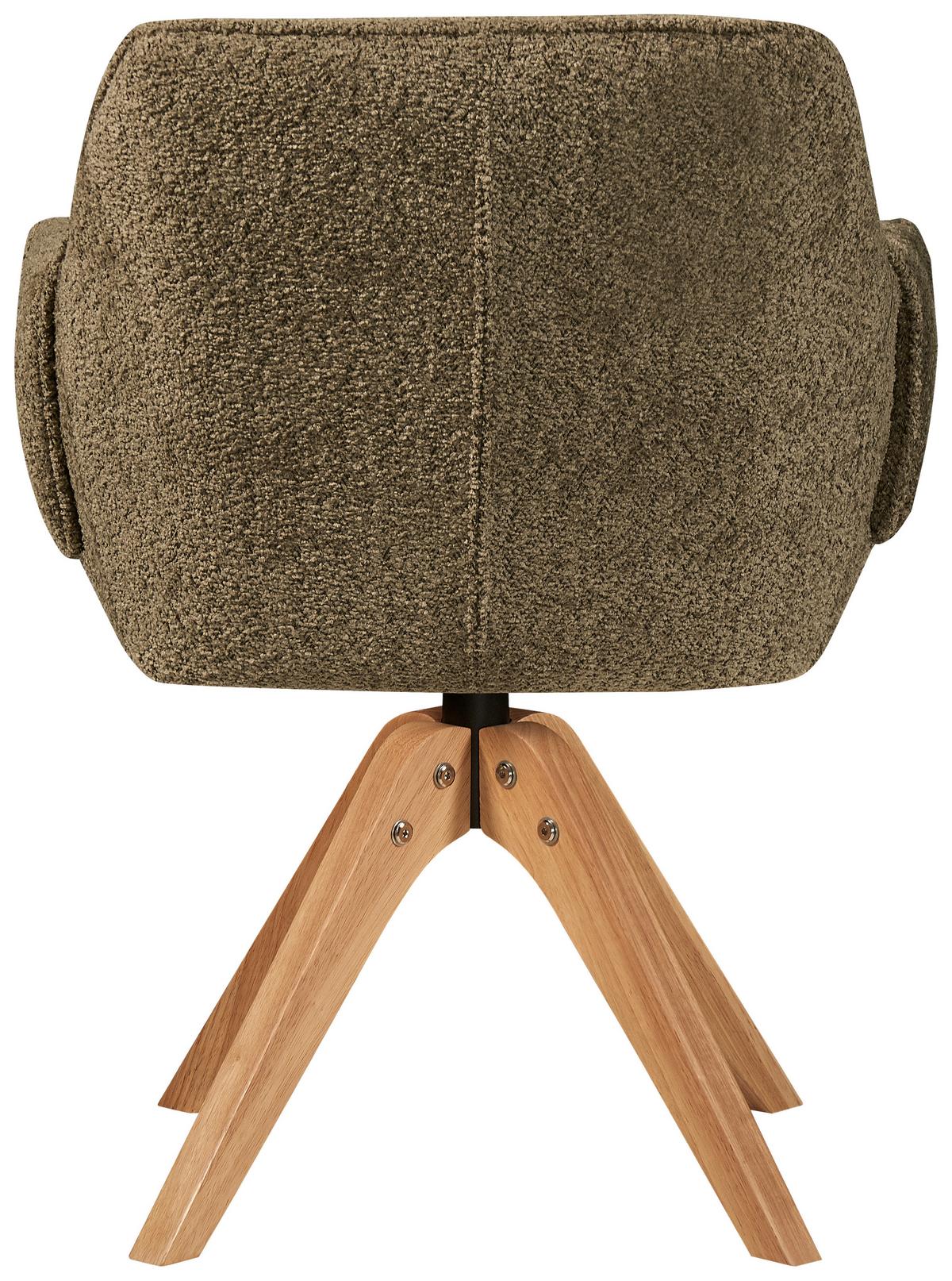 Stolička s podrúčkami hnedá - hnedá, Modern, drevo/textil (60/86,5/63,5cm) - MID.YOU