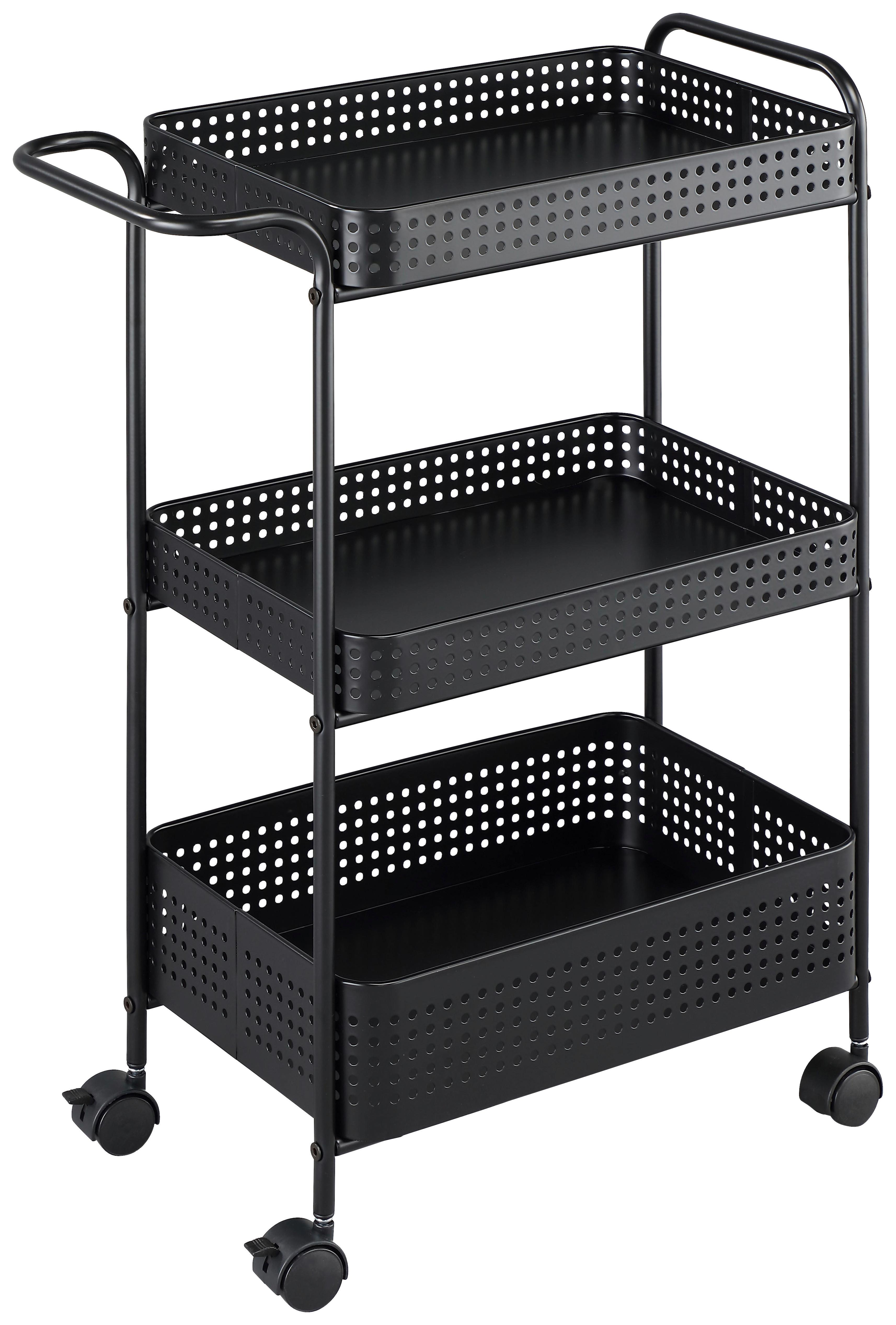 Servierwagen Badi Schwarz B: 52 Cm - Schwarz, Trend, Kunststoff/Metall (52/72/28cm)