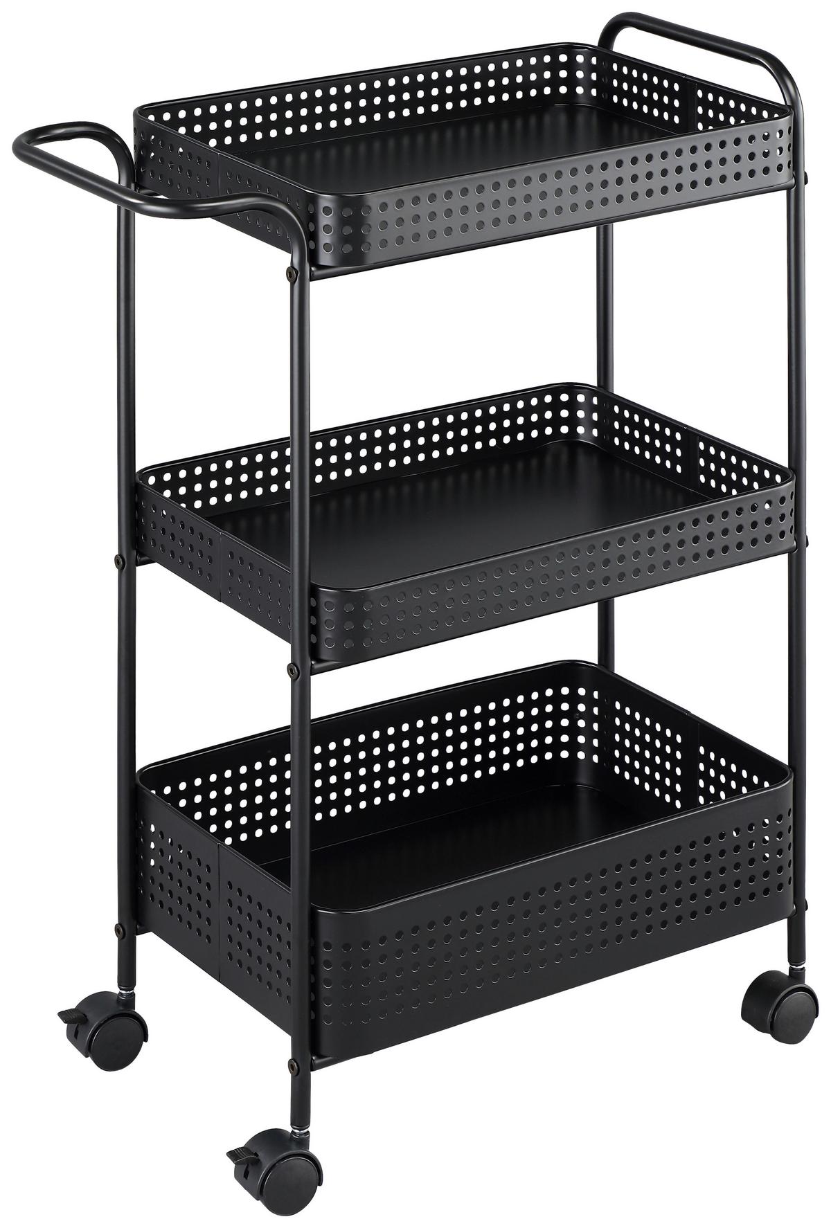 Servierwagen Badi Schwarz B: 52 Cm - Schwarz, Trend, Kunststoff/Metall (52/72/28cm)