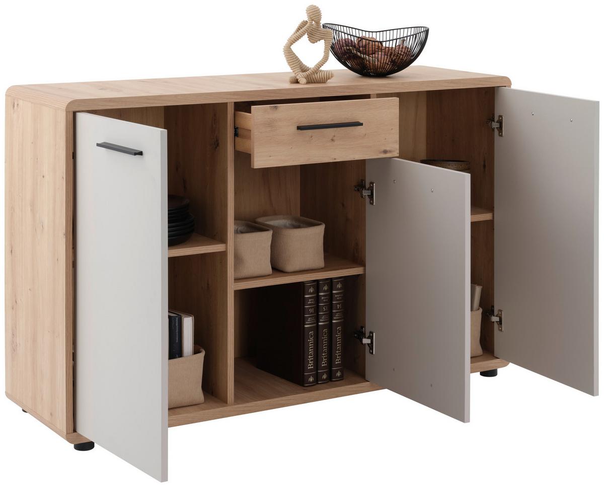 Komód Fontana Plus 132/87cm - kasmírszínű/Artisan tölgy, Modern, faalapú anyag (132/87/40cm)