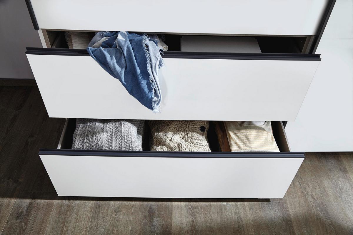 Schwebetürenschrank Stoke Weiß Metallic inkl.spiegel B:131cm - Weiß, MODERN, Holzwerkstoff (131/210/59cm) - Rauch Möbel