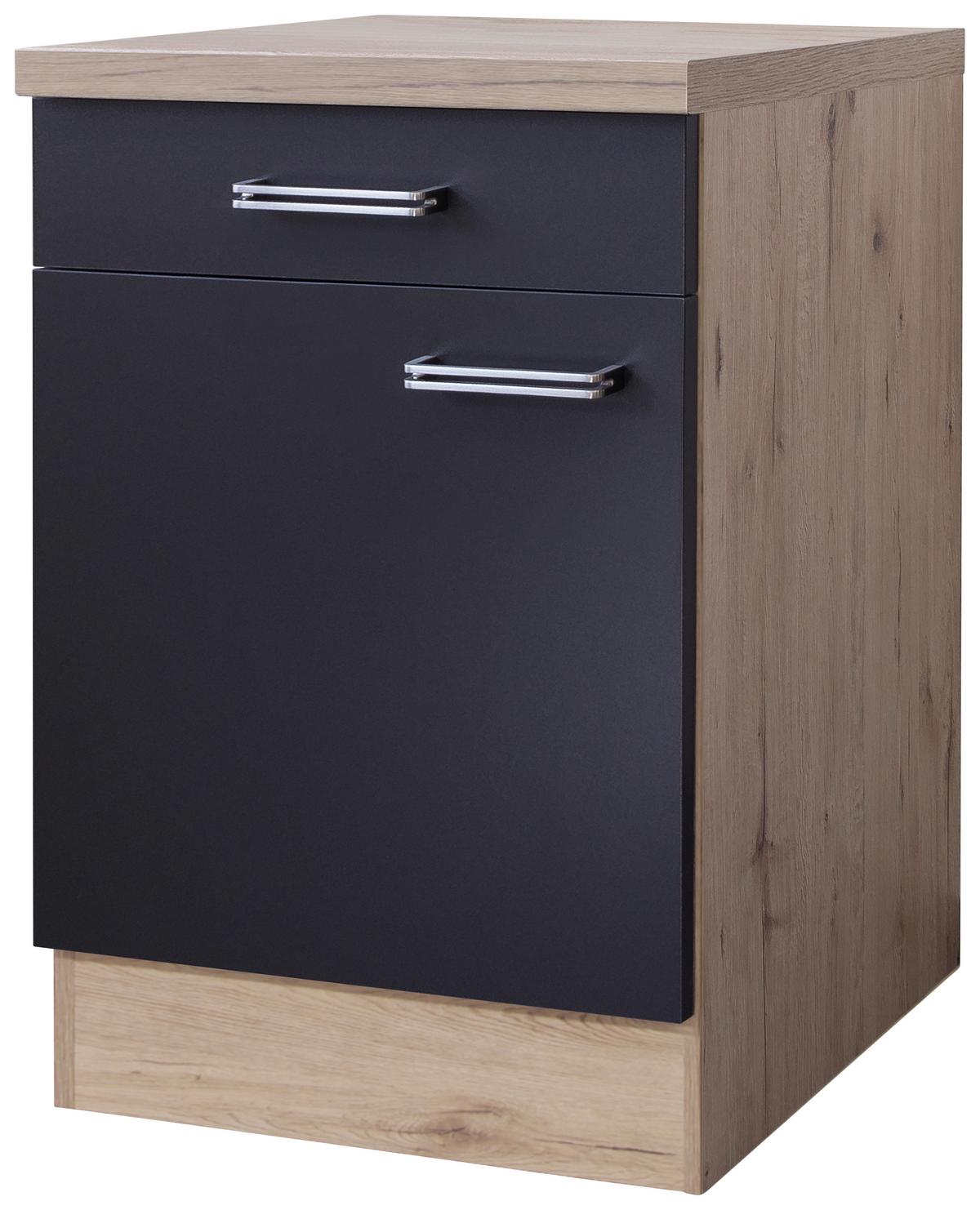 KUCHYŇSKÁ SPODNÍ SKŘÍŇKA MILANO - barvy dubu/antracitová, Moderní, kov/kompozitní dřevo (60/86/60cm)