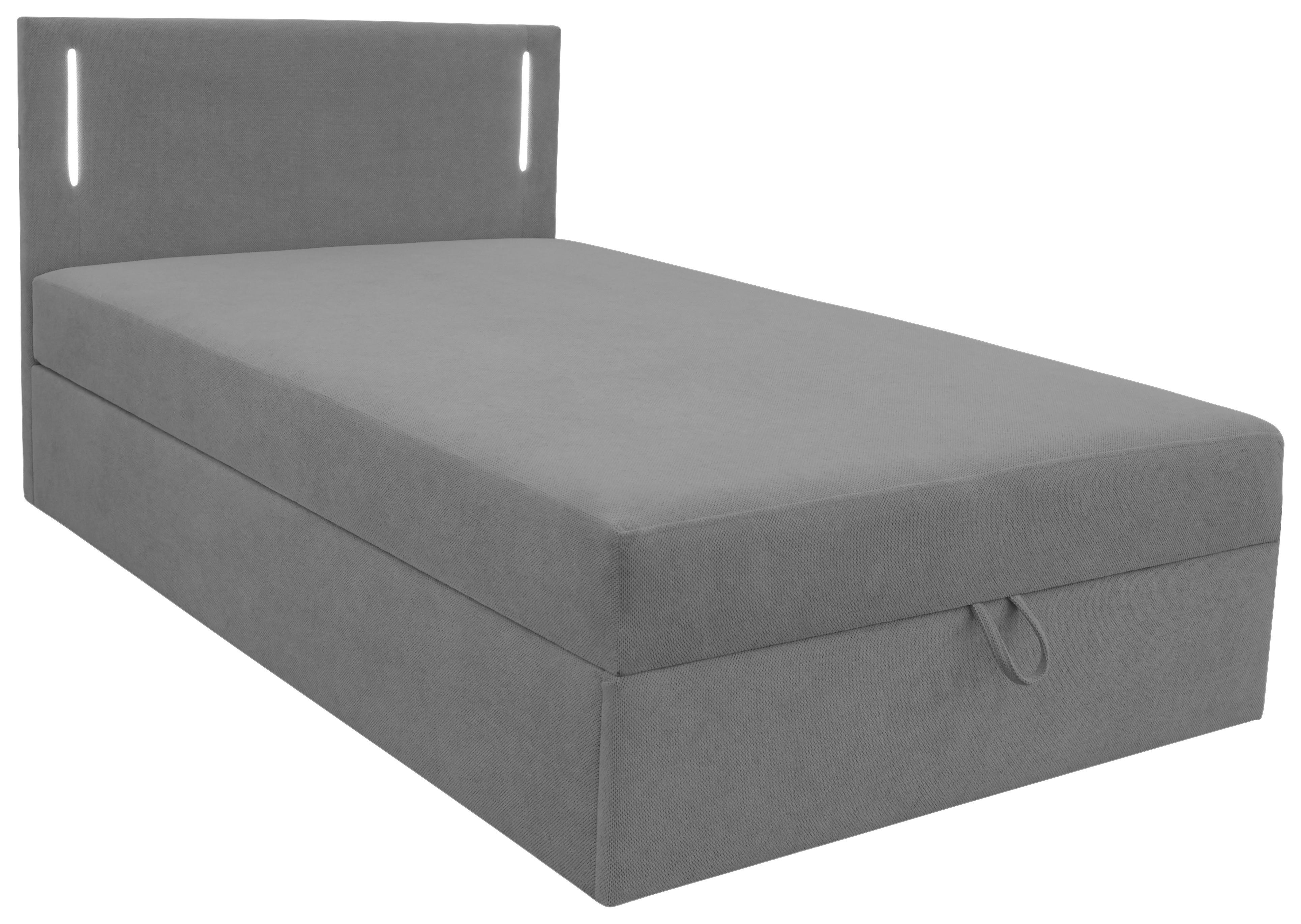 Boxbett mit Bettkasten 120x200 cm Dunkelgrau Carlos - Dunkelgrau/Schwarz, Basics, Holzwerkstoff/Textil (120/200cm) - Livetastic