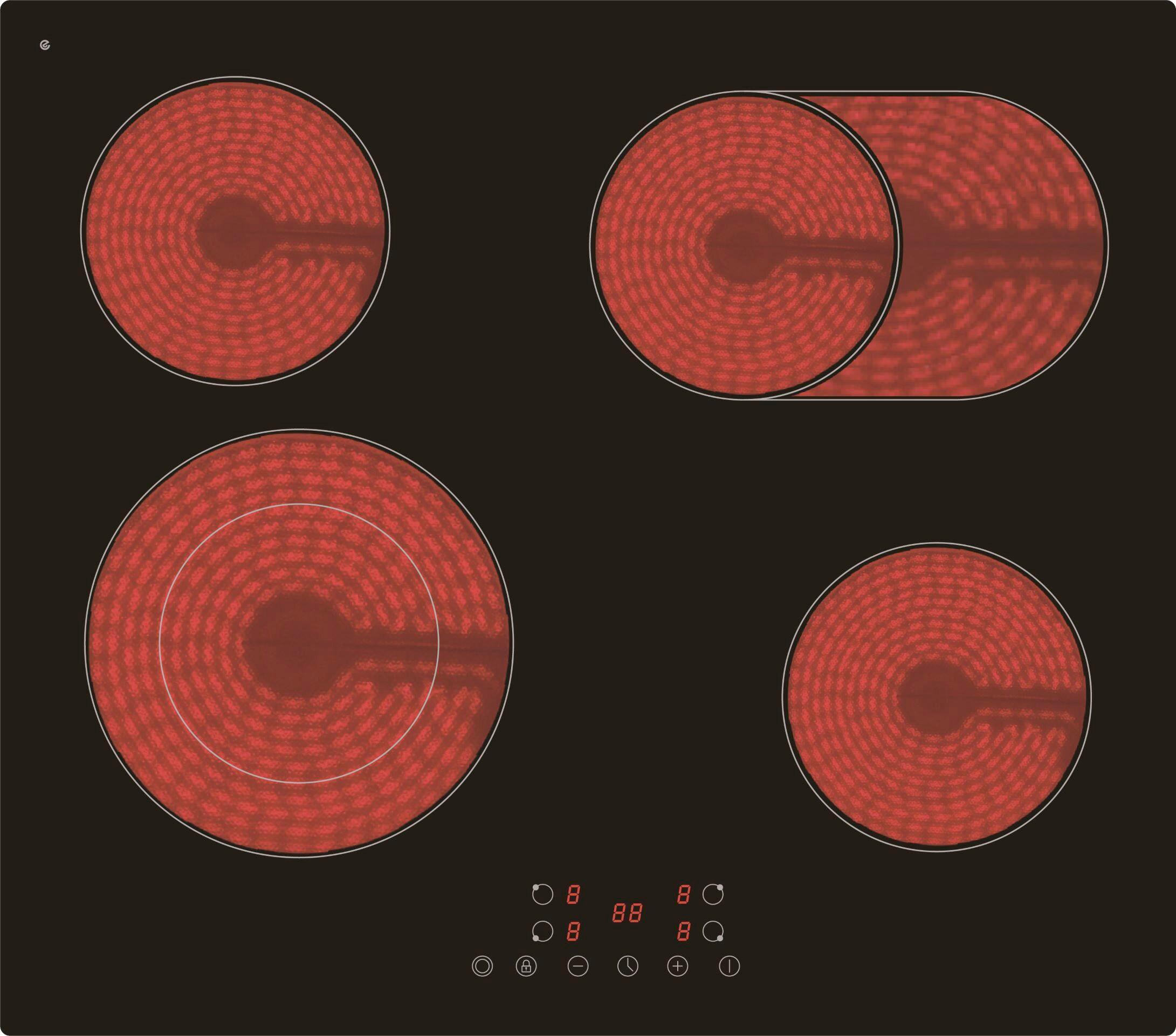 GLASKERAMIKKOCHFELD KF4-2KB - Schwarz, Trend (59/5/52cm) - PKM