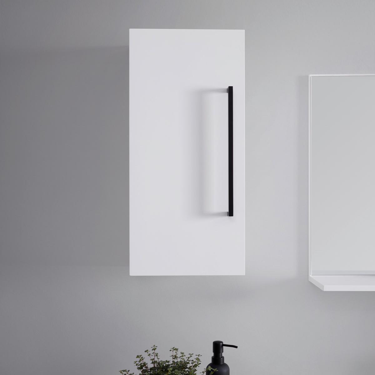 Závesná skrinka MARIANNE biela - čierna/biela, Modern, kov/kompozitné drevo (30/64/20cm) - Bessagi Home