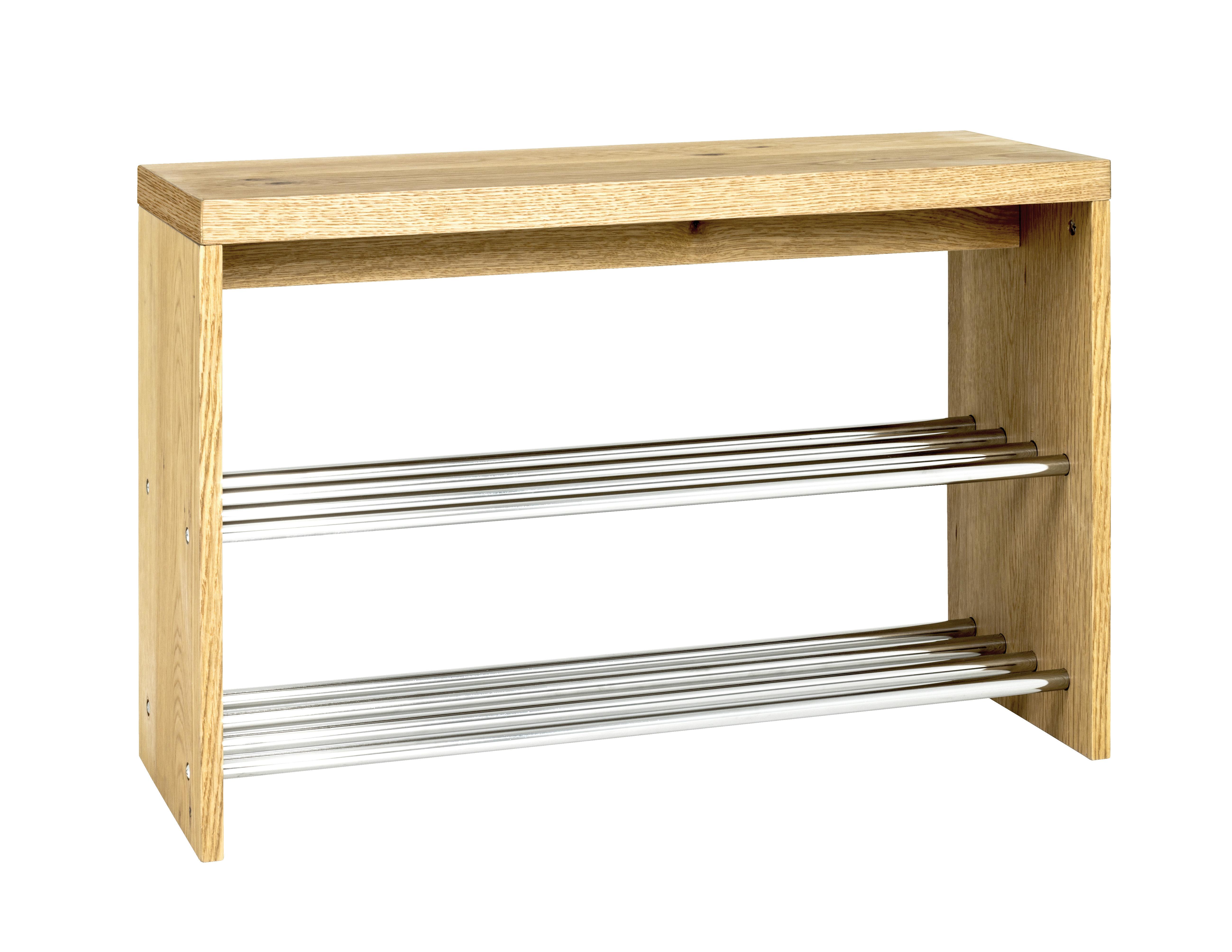 Garderobenbank Bench B: 81 cm 2 Schuhablagen Eichefarben - Chromfarben/Eichefarben, Basics, Holzwerkstoff (81/55/30cm) - Sonnhaus