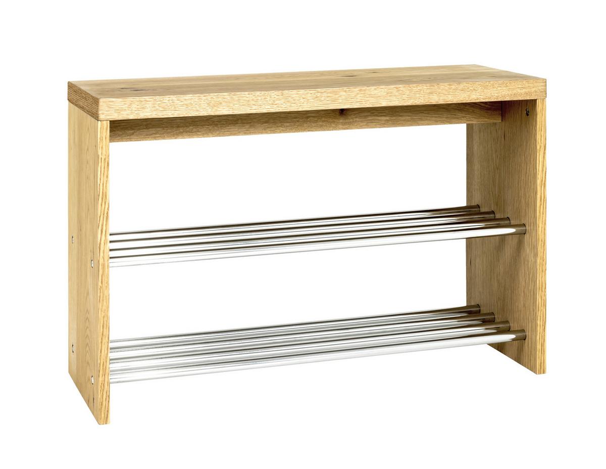 Garderobenbank Bench B: 81 Cm 2 Schuhablagen Eichefarben - Chromfarben/Eichefarben, Basics, Holzwerkstoff (81/55/30cm) - Sonnhaus