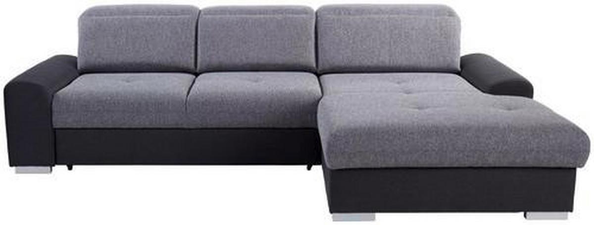 Ecksofa mit Schlaffunktion + Bettkasten Malaga, Webstoff - Silberfarben/Graphitfarben, KONVENTIONELL, Textil (286/203cm) - Ondega