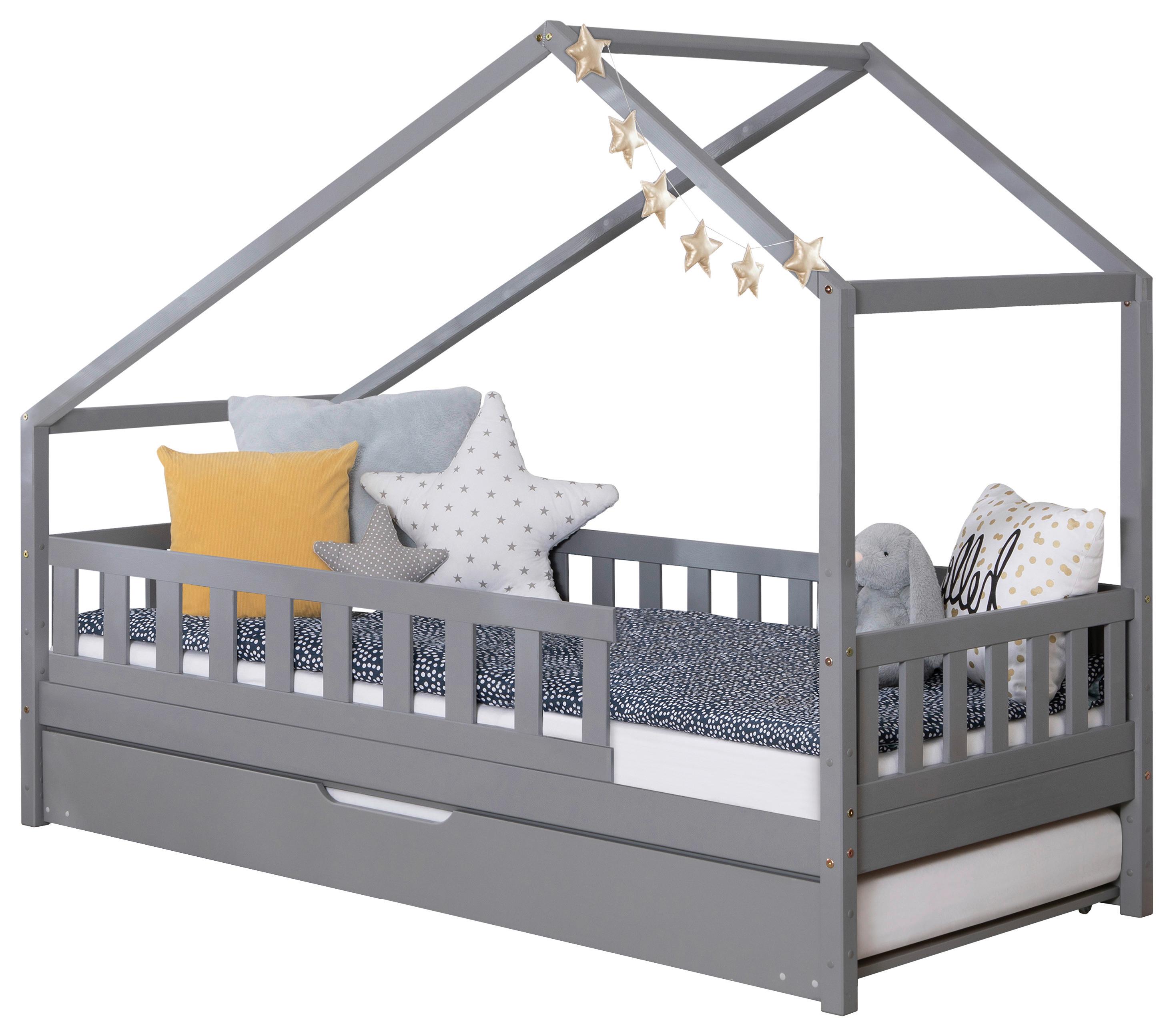 Hausbett Lou Bettkasten Hellgrau B: 90 Cm - Hellgrau/Naturfarben, MODERN, Holz (90/200cm) - MID.YOU
