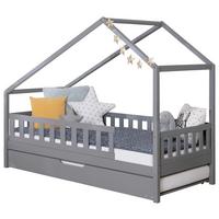 Hausbett Lou B: 90 Cm Hellgrau Lou - Hellgrau/Weiß, MODERN, Holz/Textil (90/200cm) - MID.YOU