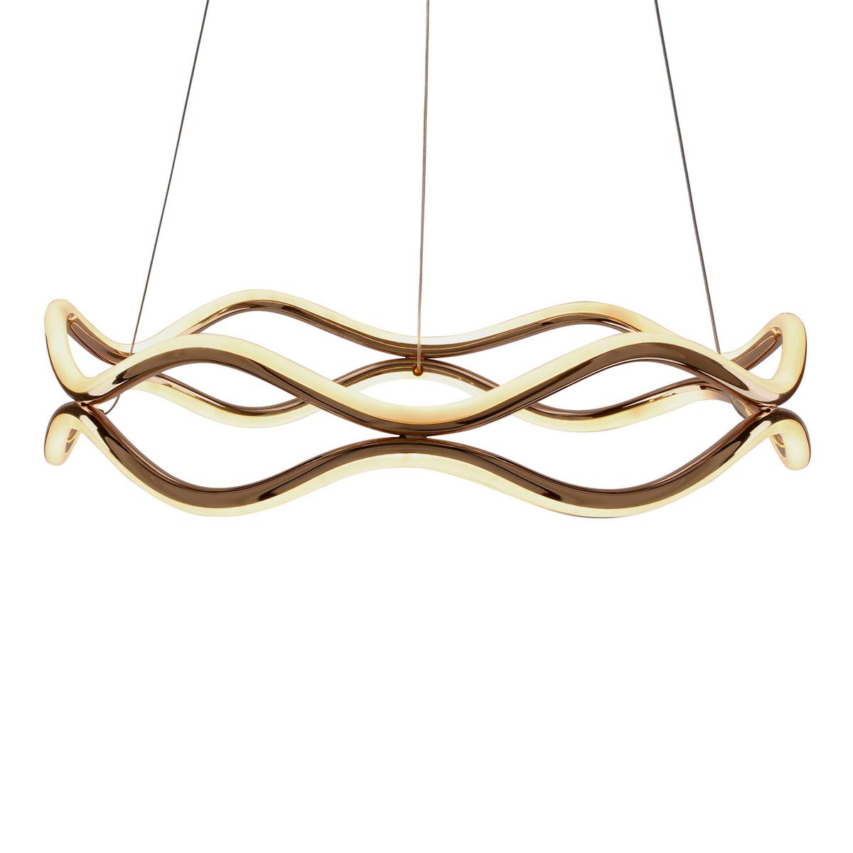 Led-pendelleuchte 34-35653 Vave - Weiß/Bronzefarben, Design, Kunststoff/Metall (50/50/100cm)