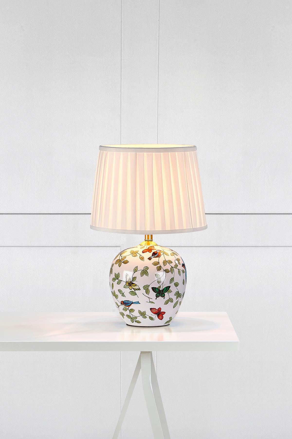 Tischleuchte Mansion - Weiß, Basics, Keramik/Textil (31/48cm) - Markslöjd