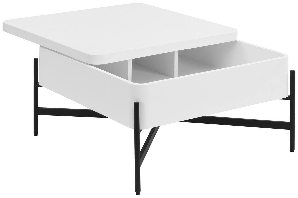 Couchtisch Calvasi rund MDF weiß, B: 75cm - Schwarz/Weiß, MODERN, Holzwerkstoff/Metall (75/45/75cm)