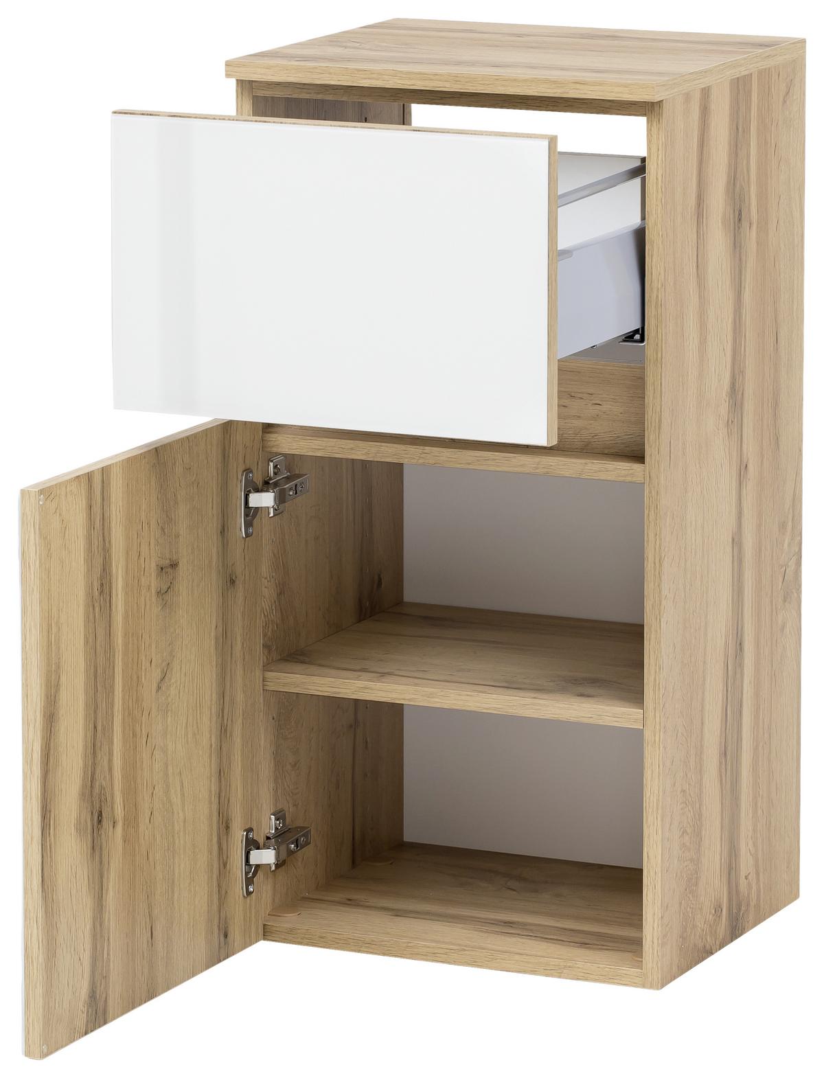 Badmöbel-Set 6-Tlg. inkl. LED Helsinki, Weiß/Eiche - Eichefarben/Weiß, KONVENTIONELL, Glas/Holzwerkstoff (160cm) - Held