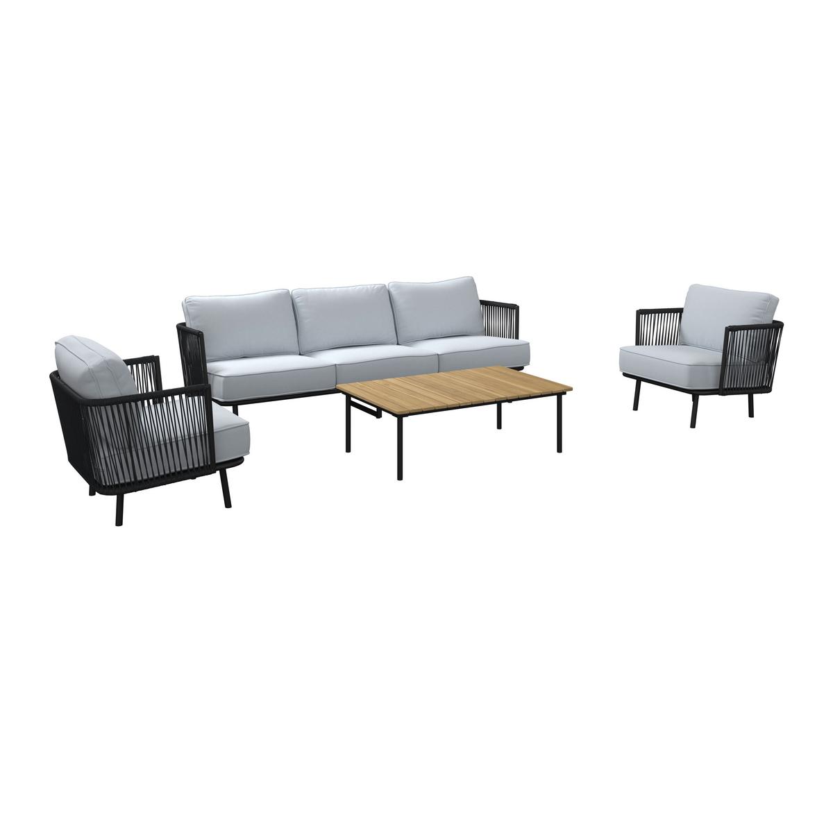 Loungegarnitur Montana - Schwarz, MODERN, Holz/Kunststoff - Beldano