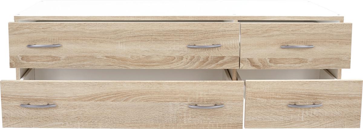 ZÁSUVKA BASE 3 - Sonoma dub/barvy hliníku, Konvenční, kompozitní dřevo/plast (120/33/52cm)