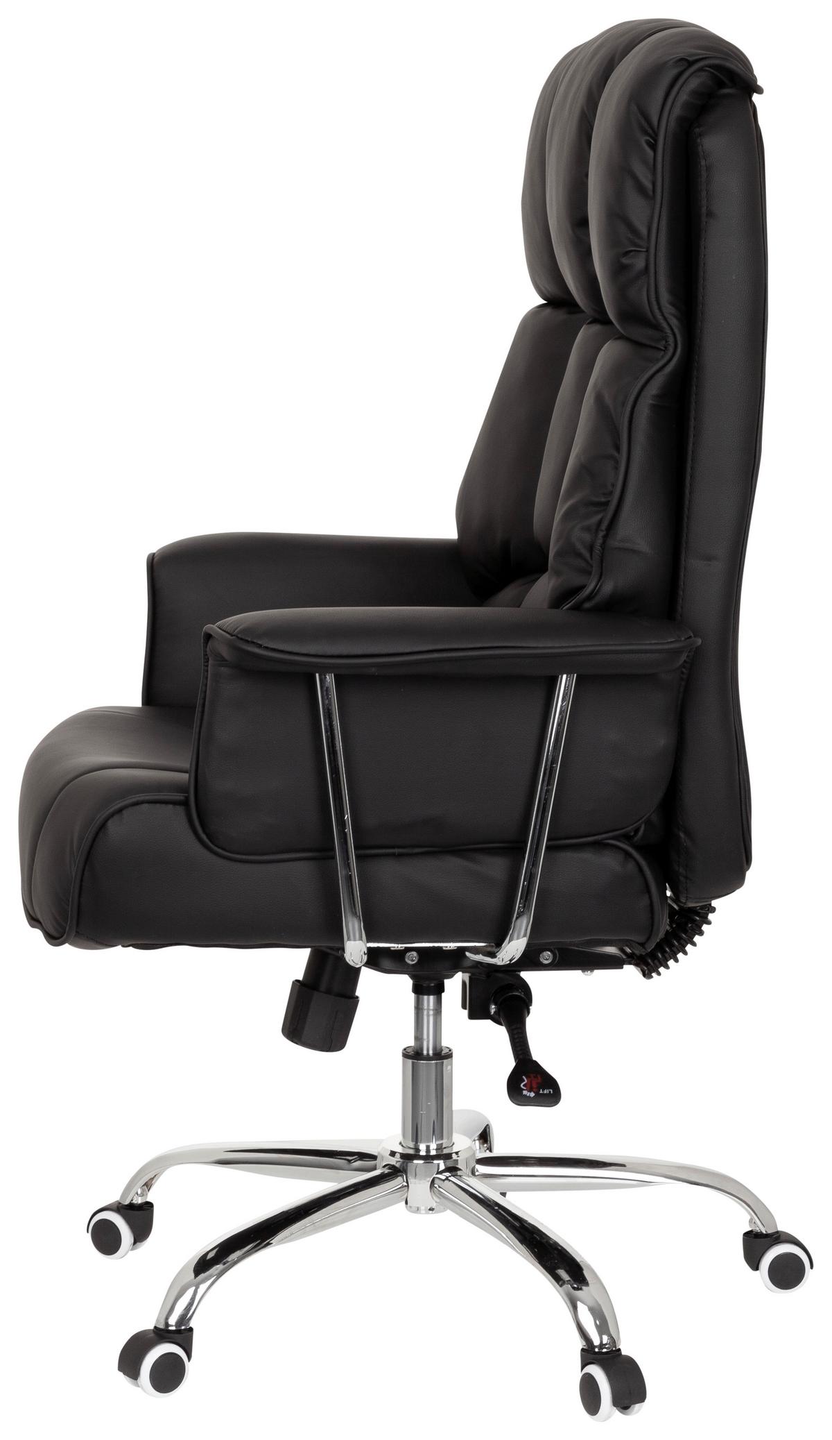 Chefsessel Commander Lederlook Schwarz bis 130kg - Chromfarben/Schwarz, MODERN, Kunststoff/Textil (75/130/64cm) - MID.YOU