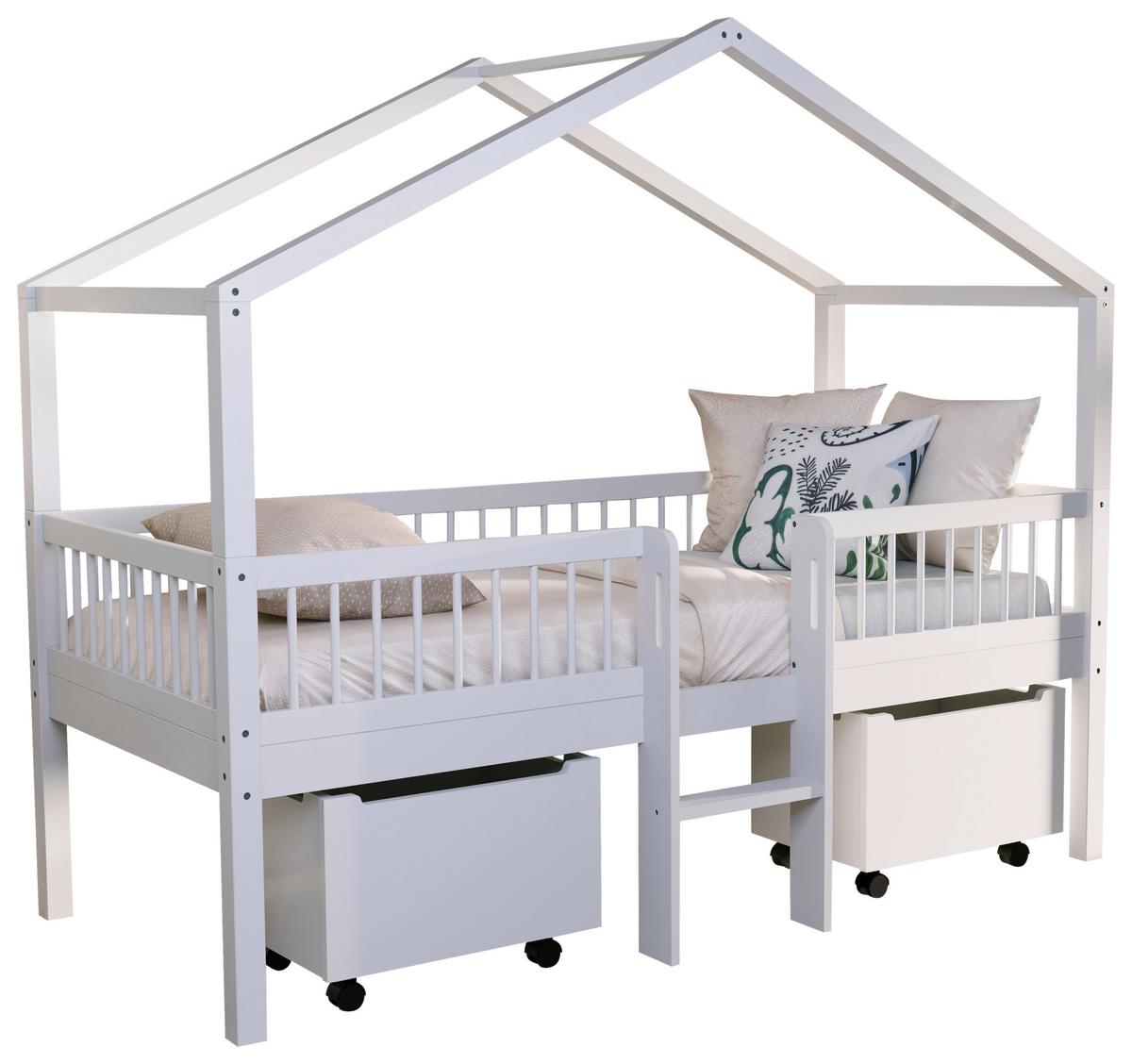 HAUSBETT Forrest Weiß 90x200cm - Weiß/Naturfarben, MODERN, Holz (90/200cm) - Vipack
