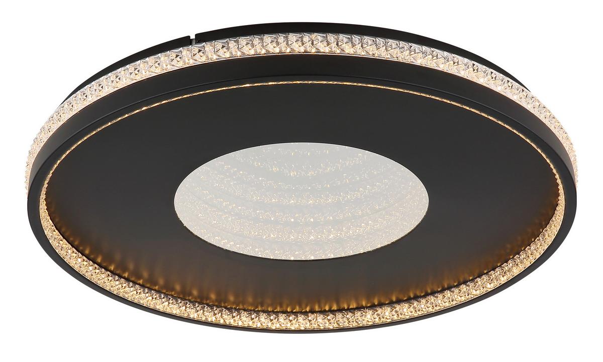 Led-deckenleuchte Waltraud Klar Schwarz D: 50 Cm - Klar/Schwarz, Trend, Kunststoff/Metall (50/6,5cm)