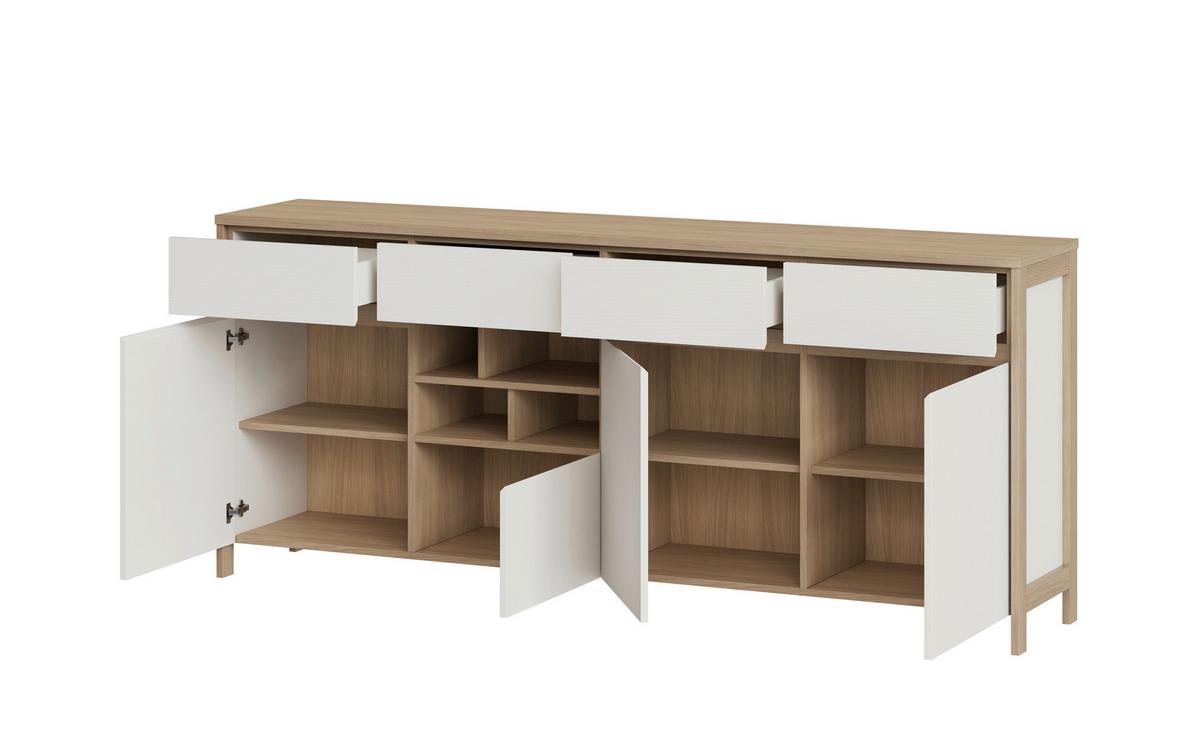 Sideboard Stranda Weiß/Eiche B: 193cm - Eichefarben/Weiß, Design, Holzwerkstoff (193/85/39cm) - MID.YOU