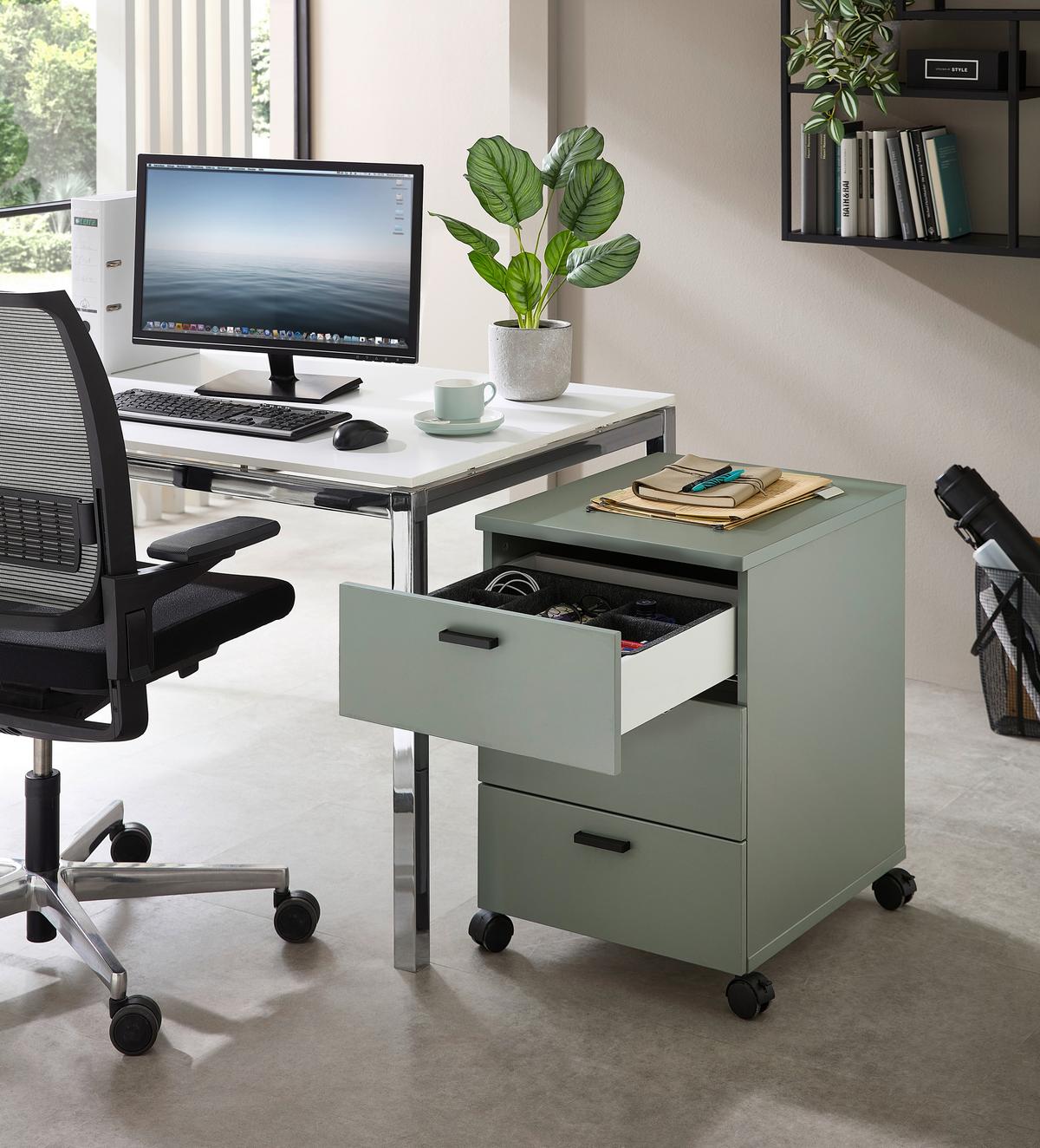 POJÍZDNÝ KONTEJNER GLENN-M - černá/zelená, Moderní, kompozitní dřevo/plast (45/66/55cm) - Mömax