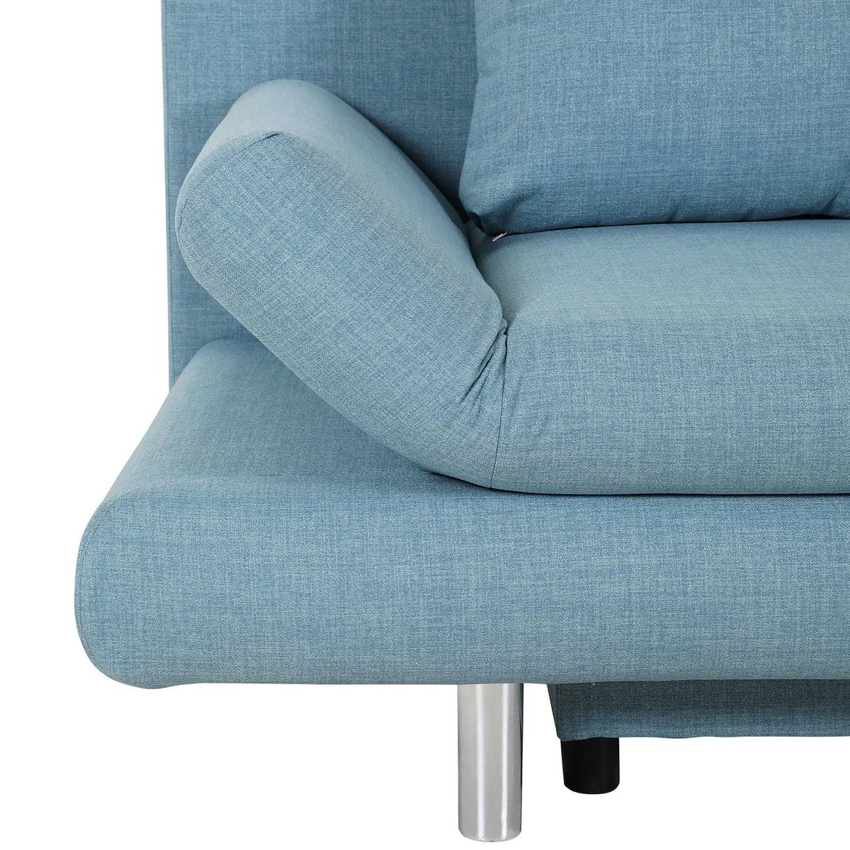 Schlafsofa Sorini, Hellblau B: 194 Cm - Chromfarben/Schwarz, Design, Textil (194/73/91cm) - MID.YOU