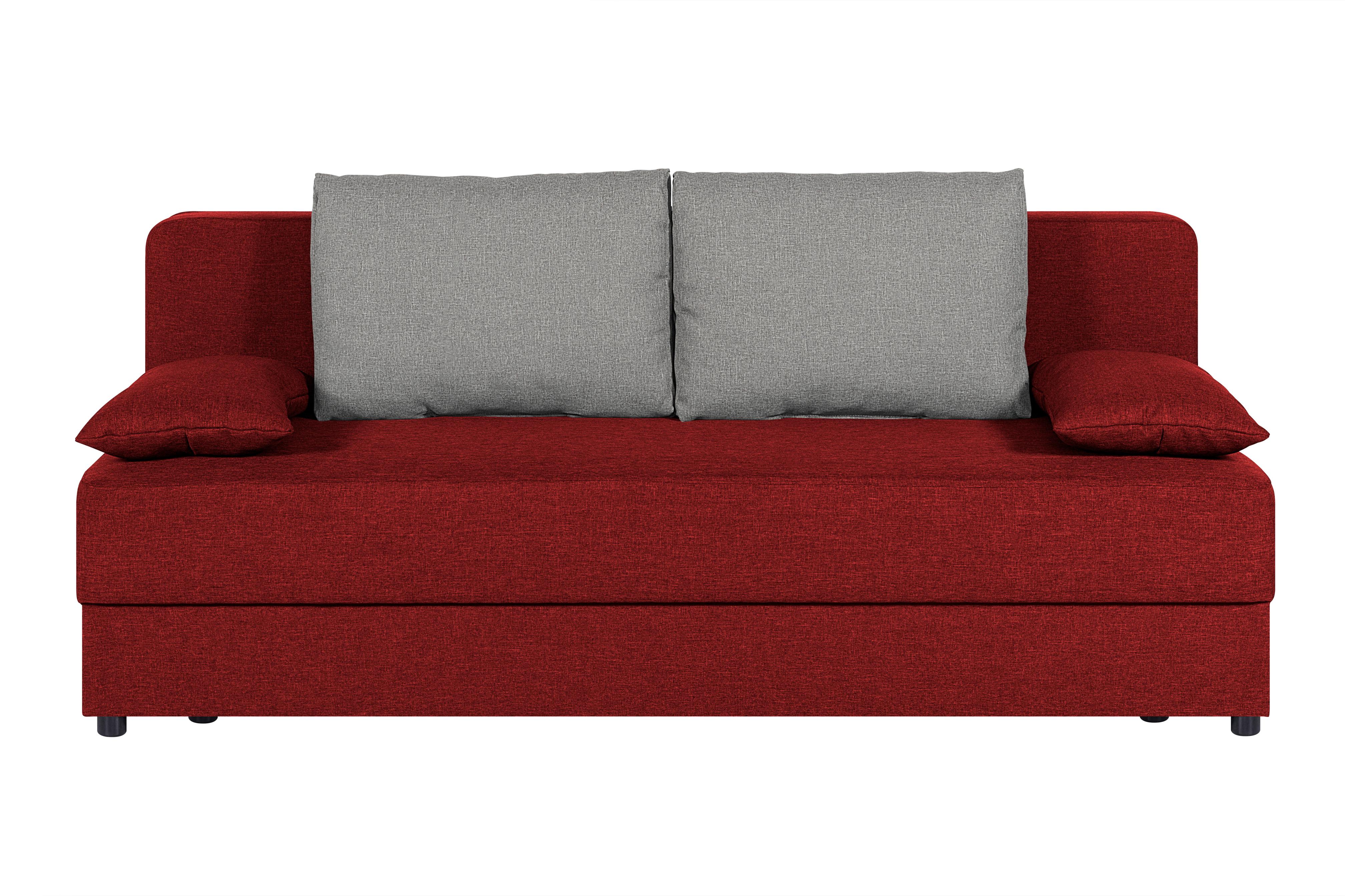 SCHLAFSOFA Nele Rot B: 193 cm - Silberfarben/Rot, Design, Holzwerkstoff/Textil (193/82/80cm) - P & B