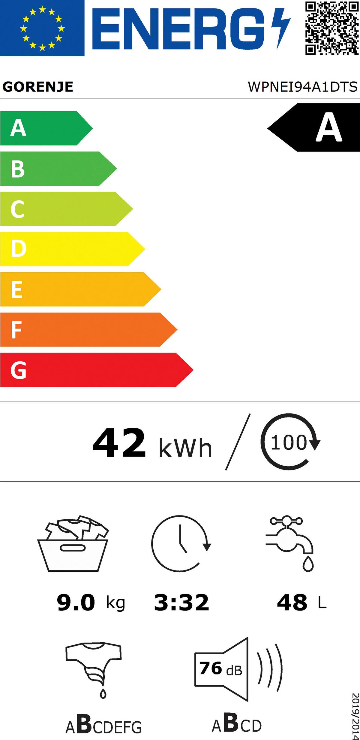 Waschmaschine Wpnei84a1dts - Weiß, Basics, Glas/Kunststoff (60/85/54,5cm) - Gorenje