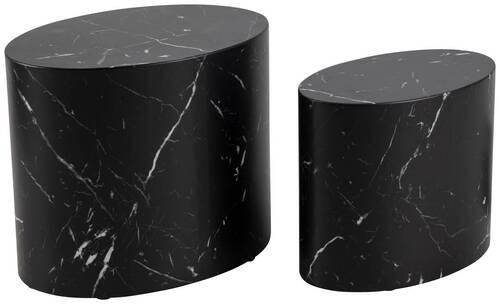 Couchtisch Oval Papier 2er-set Mice Schwarz Marmoroptik - Schwarz, Trend, Holzwerkstoff (33/48/40cm) - MID.YOU