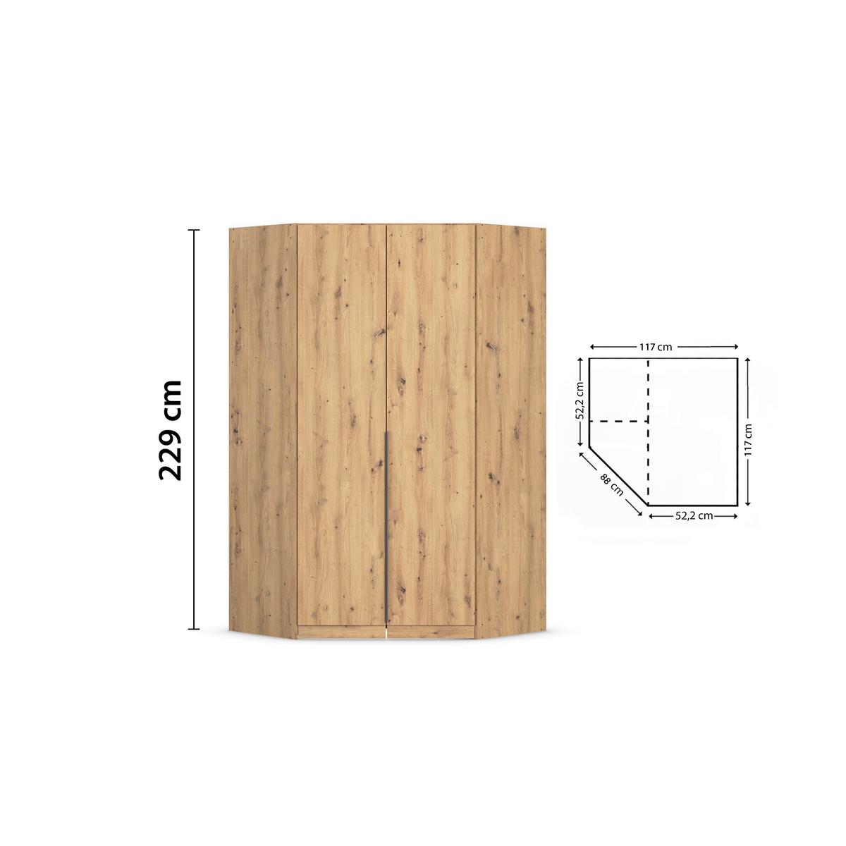 Eckkleiderschrank Alabama Eiche Dekor B: 117 Cm - Eiche Artisan, MODERN, Holzwerkstoff (117/229/117cm) - Rauch Möbel